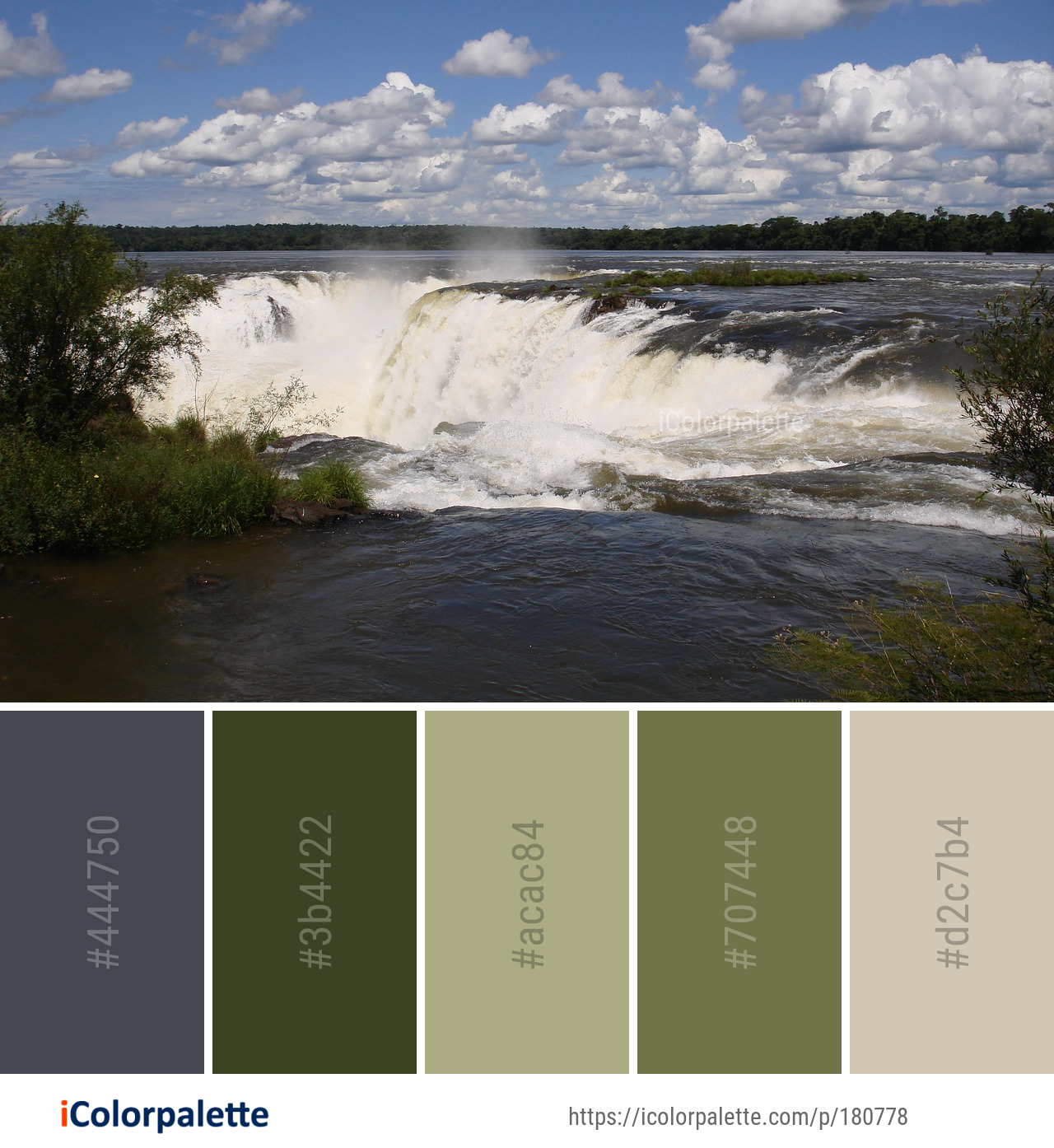 Color Palette Ideas from Waterfall Water River Image | iColorpalette