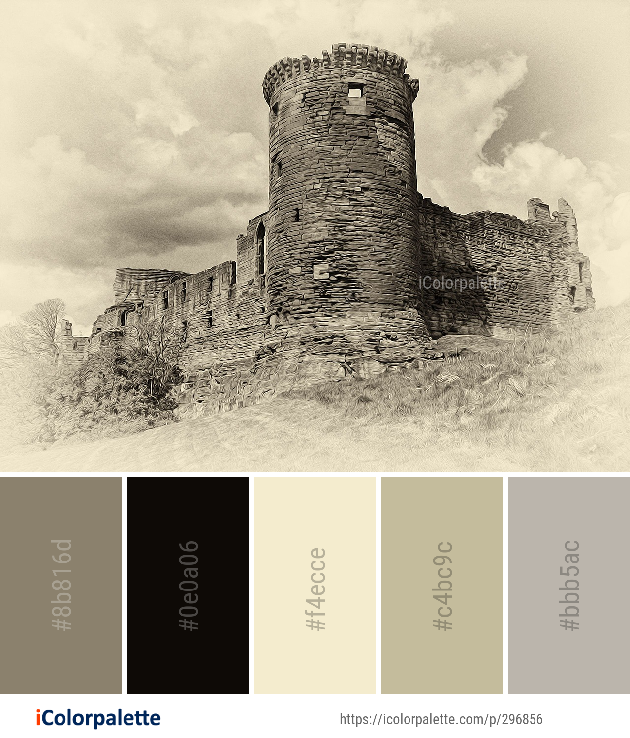 Color Palette Ideas from Black And White Castle History Image