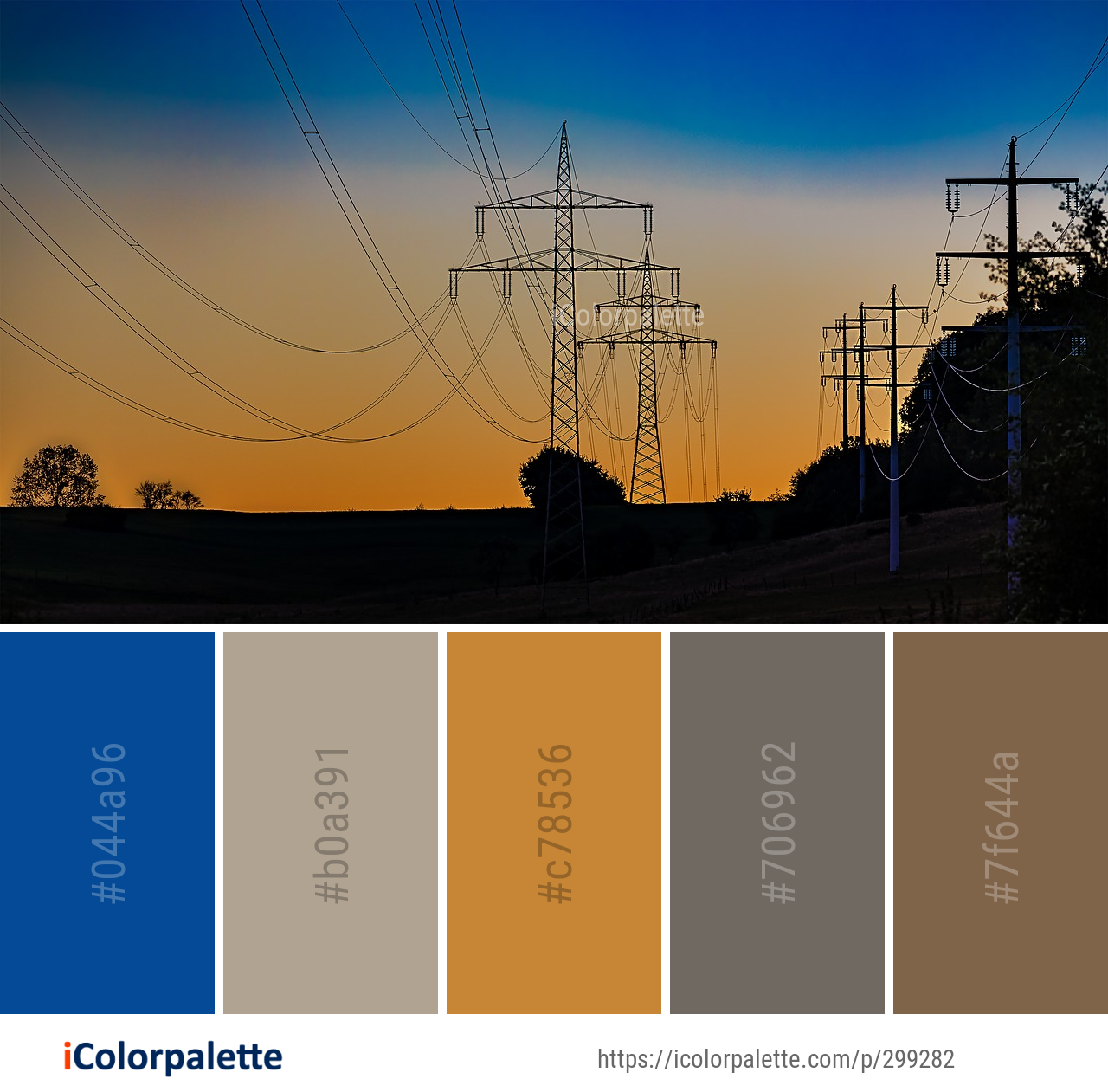Color Palette Ideas from Sky Electricity Overhead Power Line Image