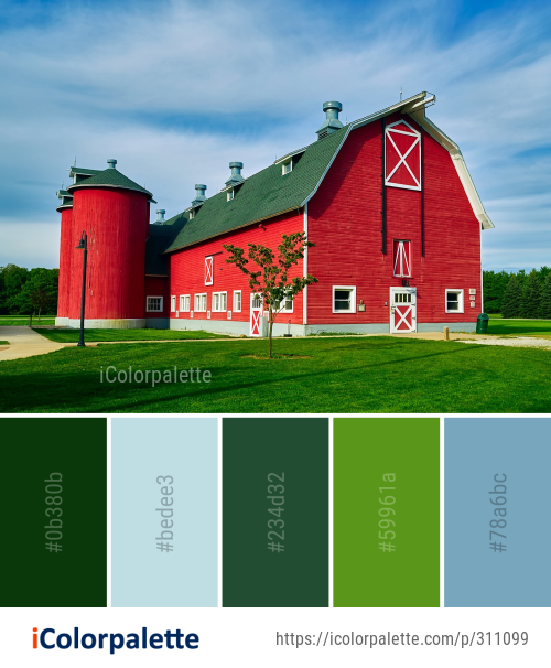 Color Palette Ideas from Red Barn Landmark Image iColorpalette