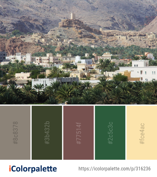 Color Palette Ideas from Mountain Village City Mountainous Landforms Image