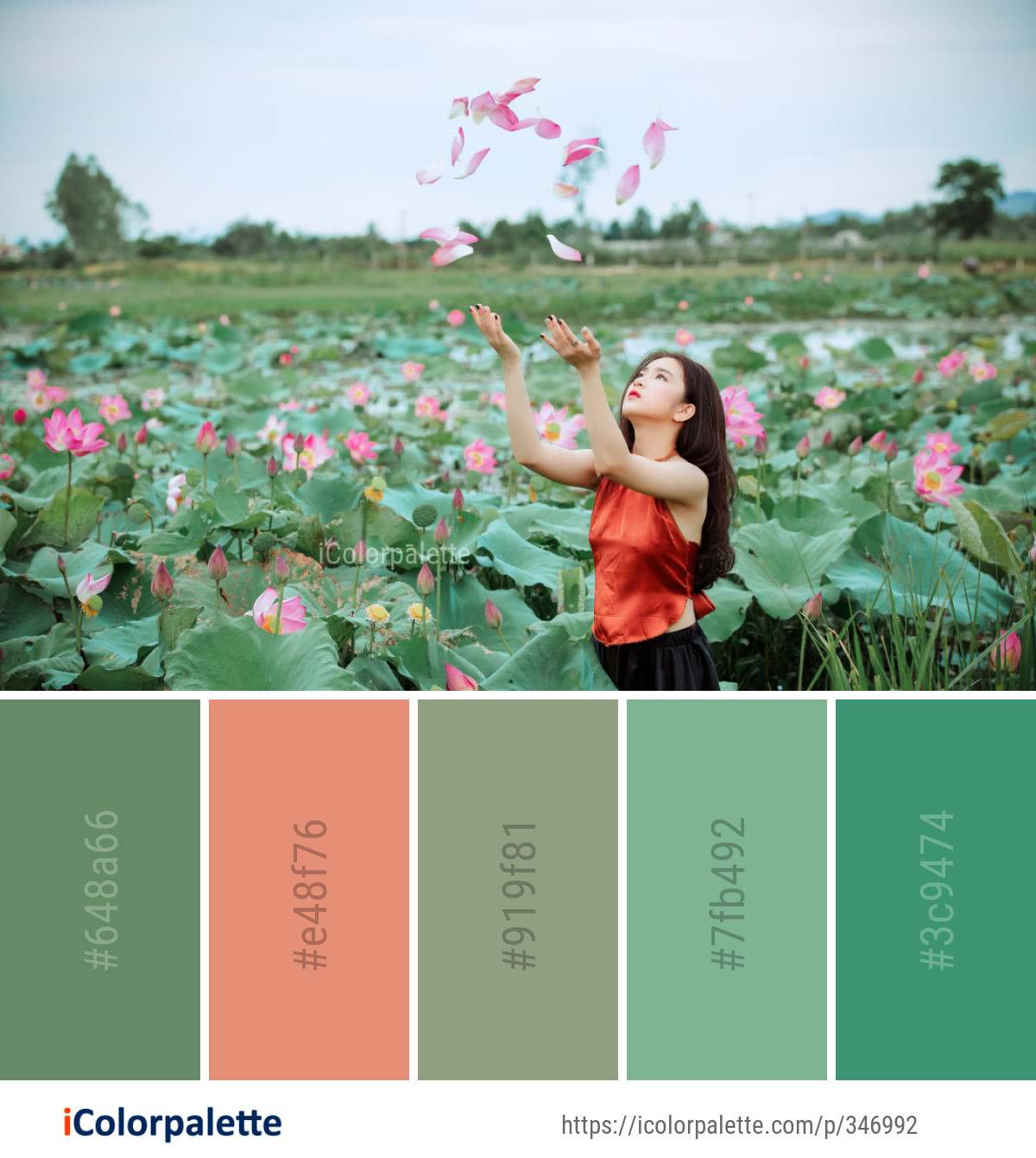Color Palette Ideas from Flower Green Pink Image