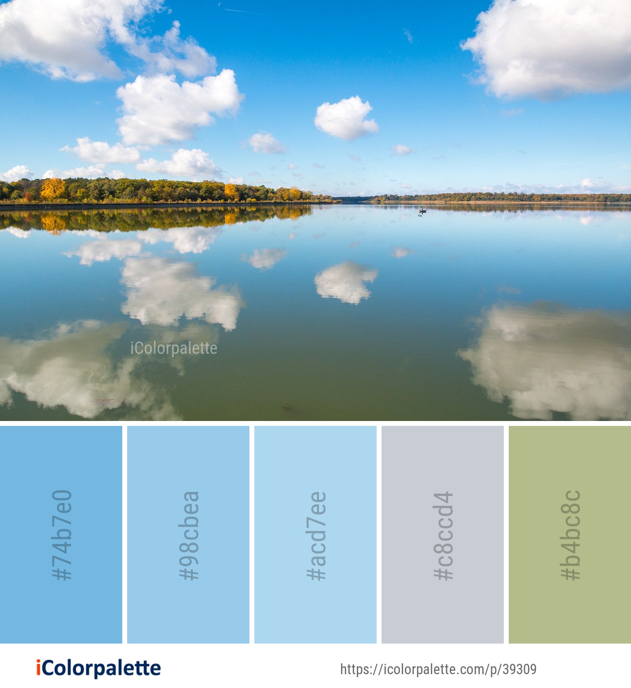 Color Palette Ideas from Reflection Sky Water Image
