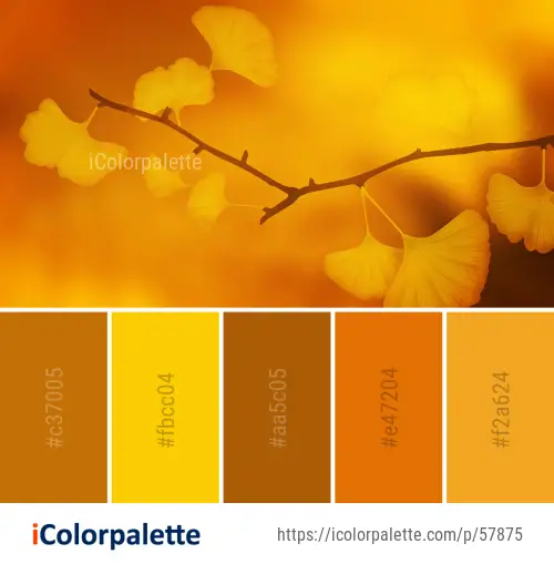 Color Palette Ideas from Yellow Leaf Maidenhair Tree Image | iColorpalette