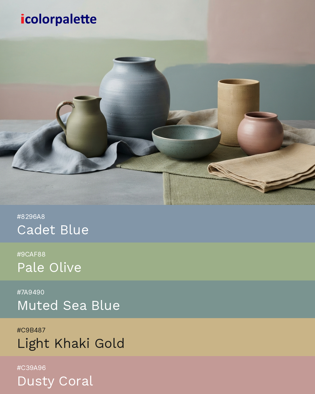 Pale Olive Color (#9CAF88) — Hex, RGB & Palettes | iColorPalette