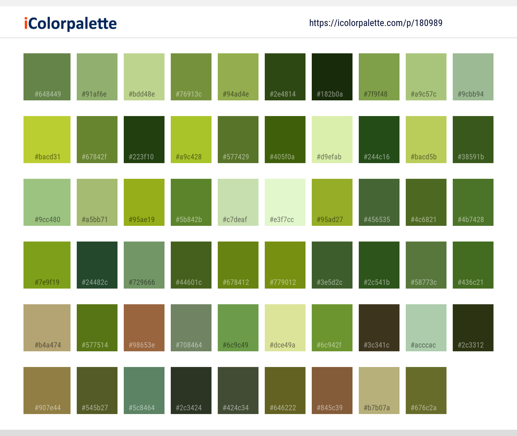 Color Palette Ideas from Grass Green Family Image | iColorpalette