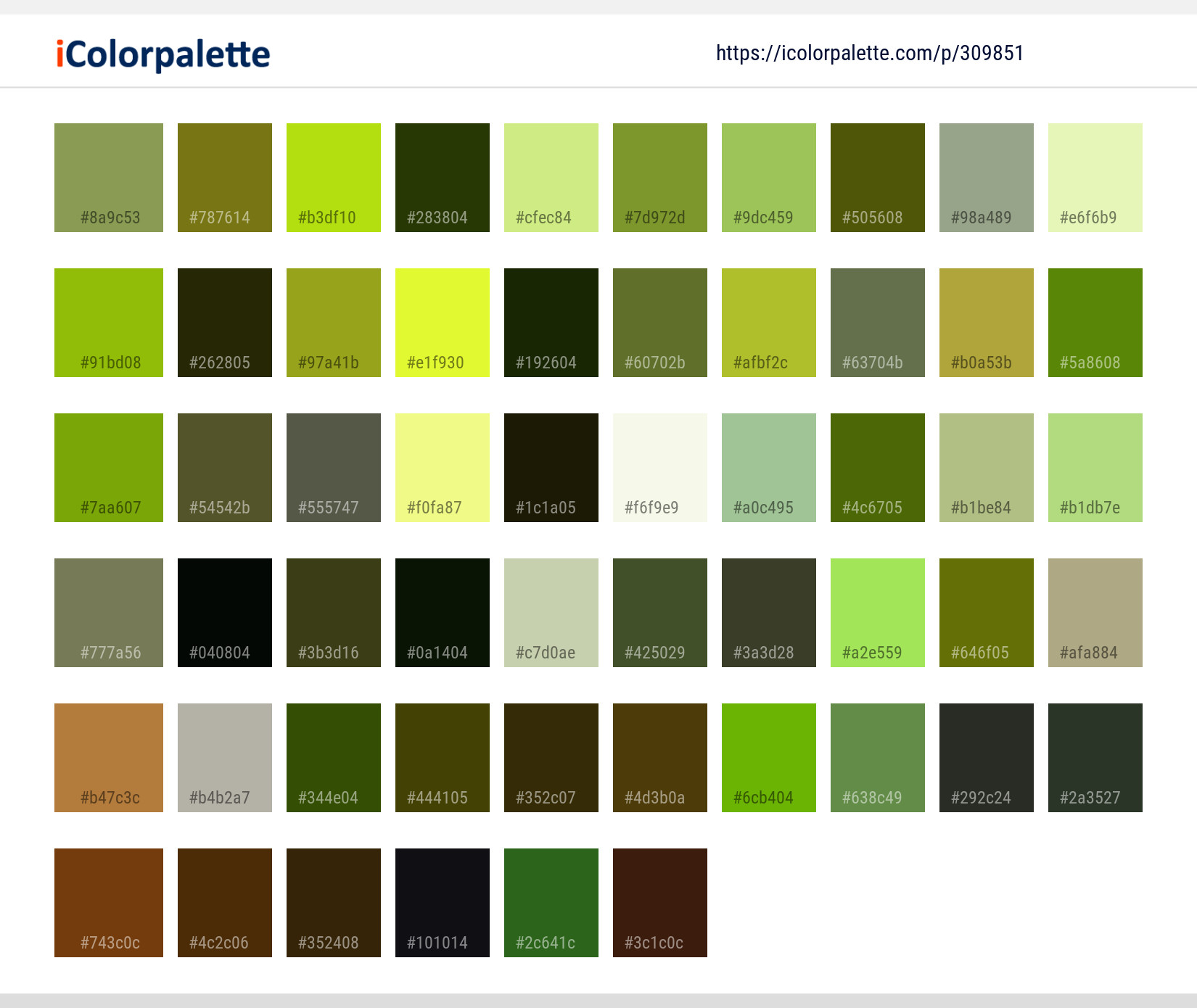 Color Palette Ideas from Green Vegetation Grass Image | iColorpalette