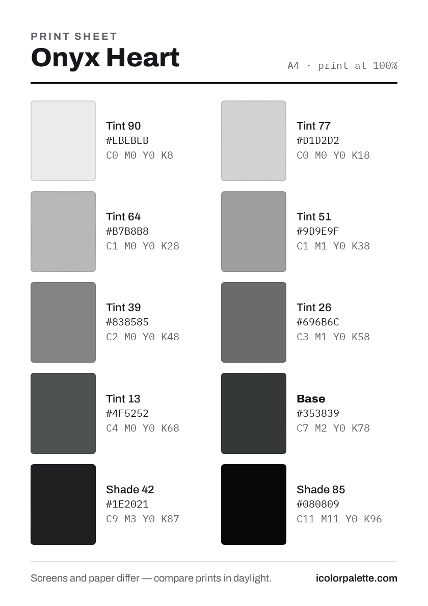 Onyx Color (#353839) — Hex, RGB & Palettes | iColorPalette