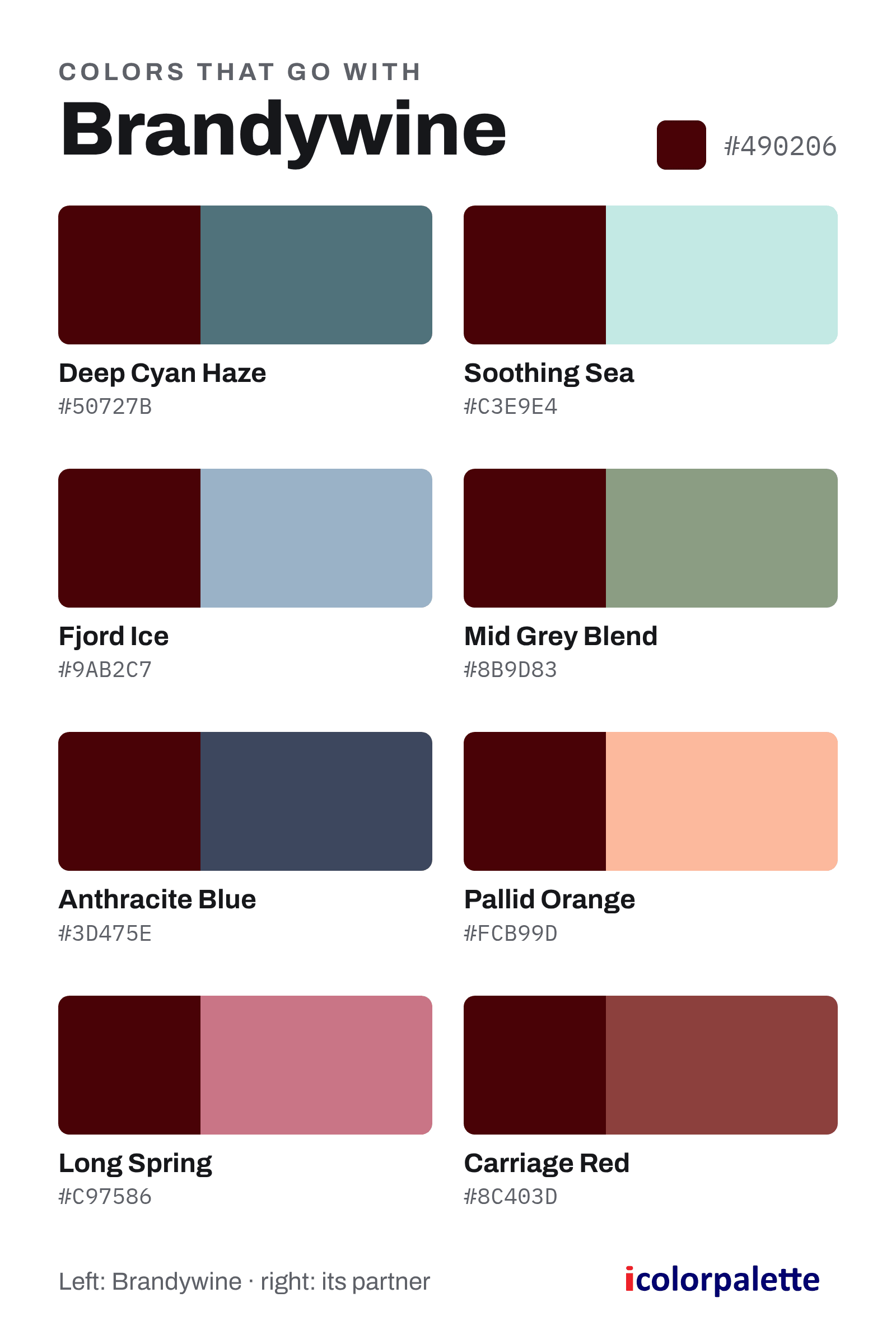 Brandywine Color (#490206) — Hex, RGB & Palettes | iColorPalette