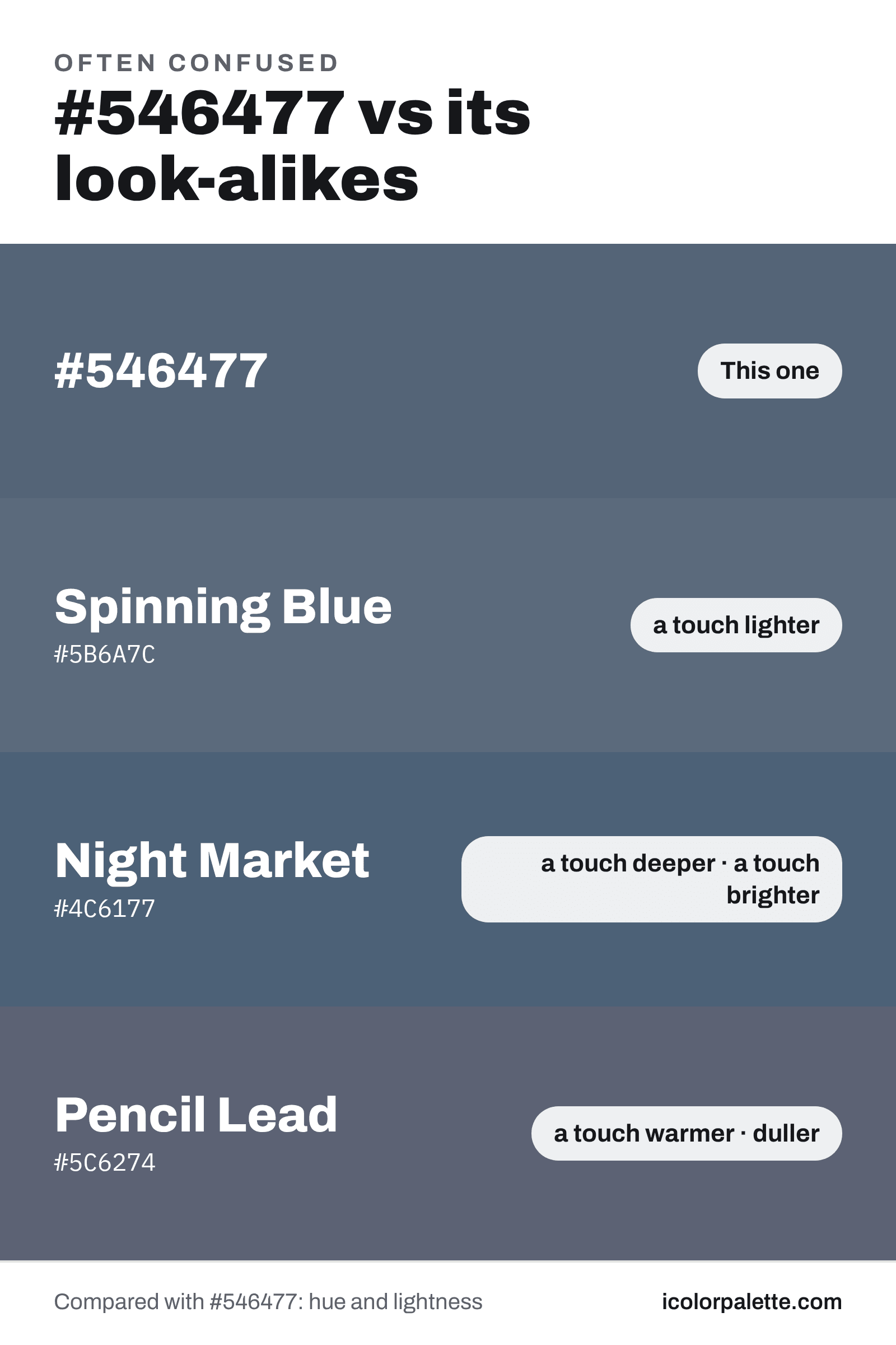 China Blue Hex Code #546477 — RGB, CMYK & HSL Color Values