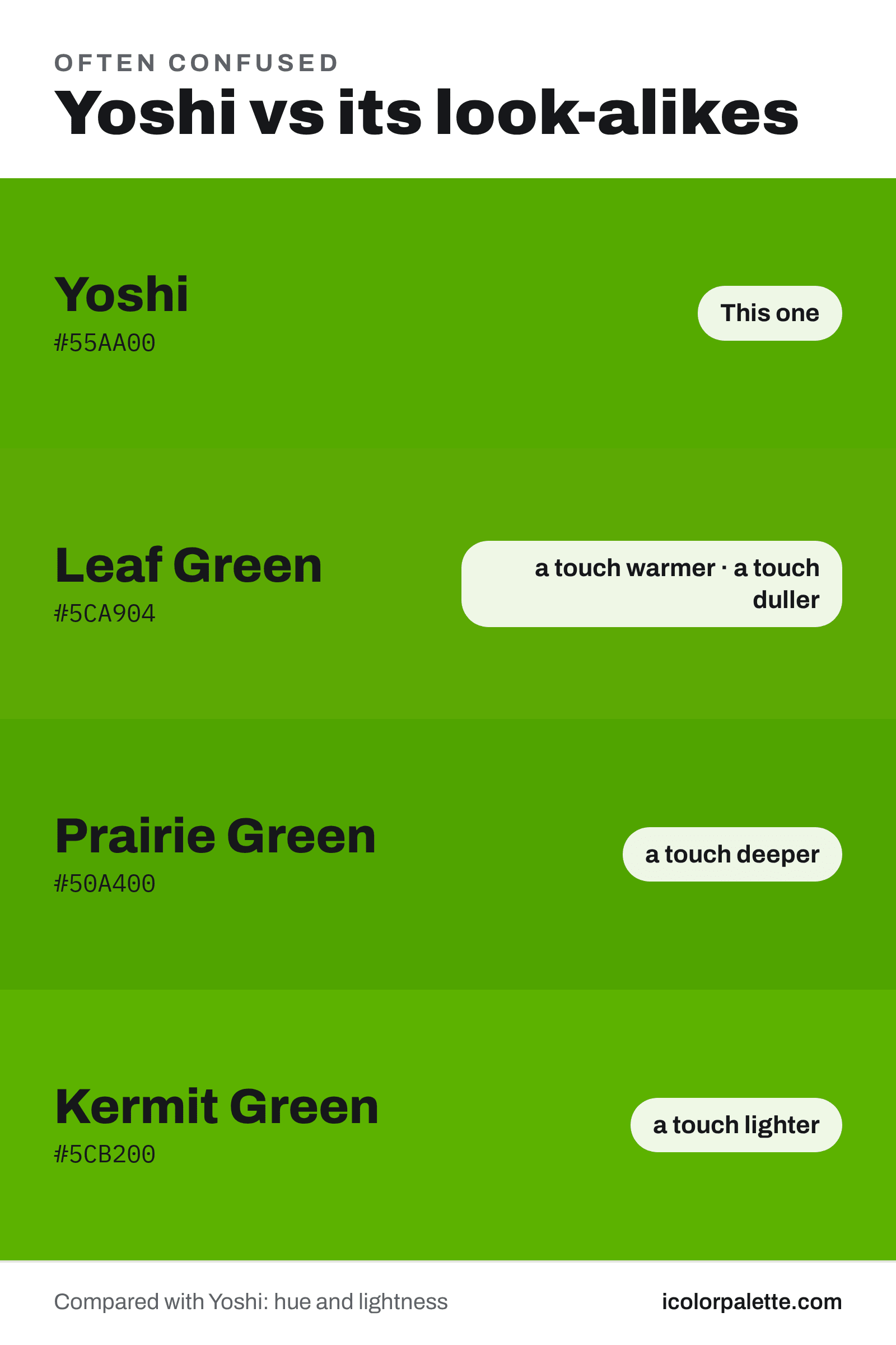 Yoshi Color (#55AA00) — Hex, RGB & Palettes | iColorPalette