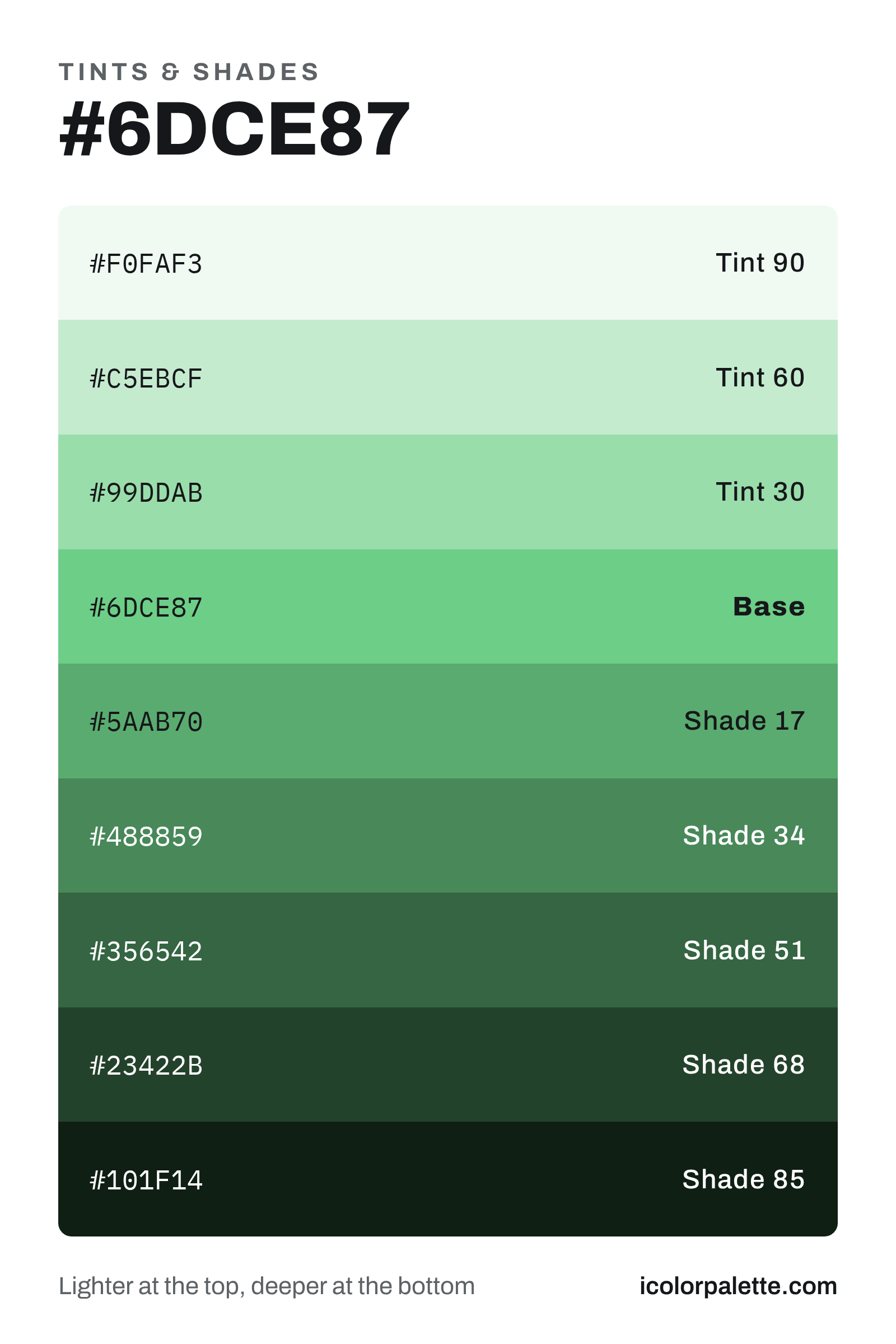 Spring Bouquet Hex Code #6DCE87 — RGB, CMYK & HSL Color Values