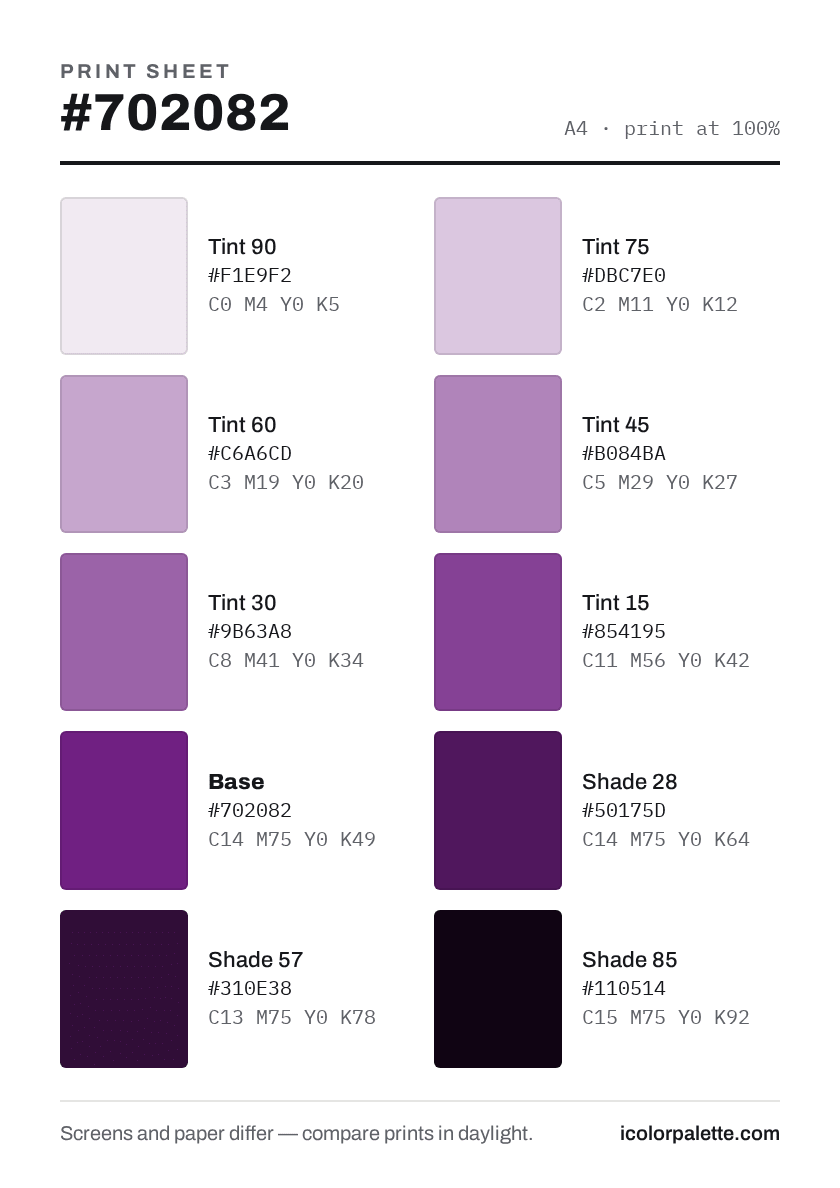 702082 Hex Code (Deep Daitoku Purple Shade) — RGB, CMYK & HSL