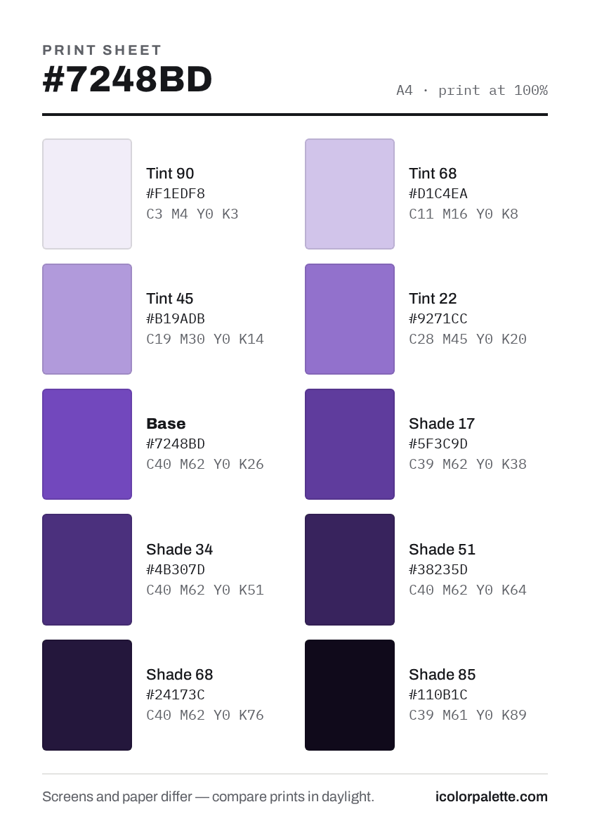 7248BD Hex Code (Digital Purple Shade) — RGB, CMYK & HSL Color