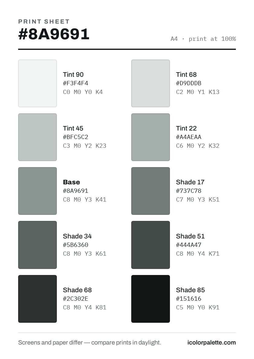 8A9691 Hex Code (Silvery Green Shade) — RGB, CMYK & HSL Color