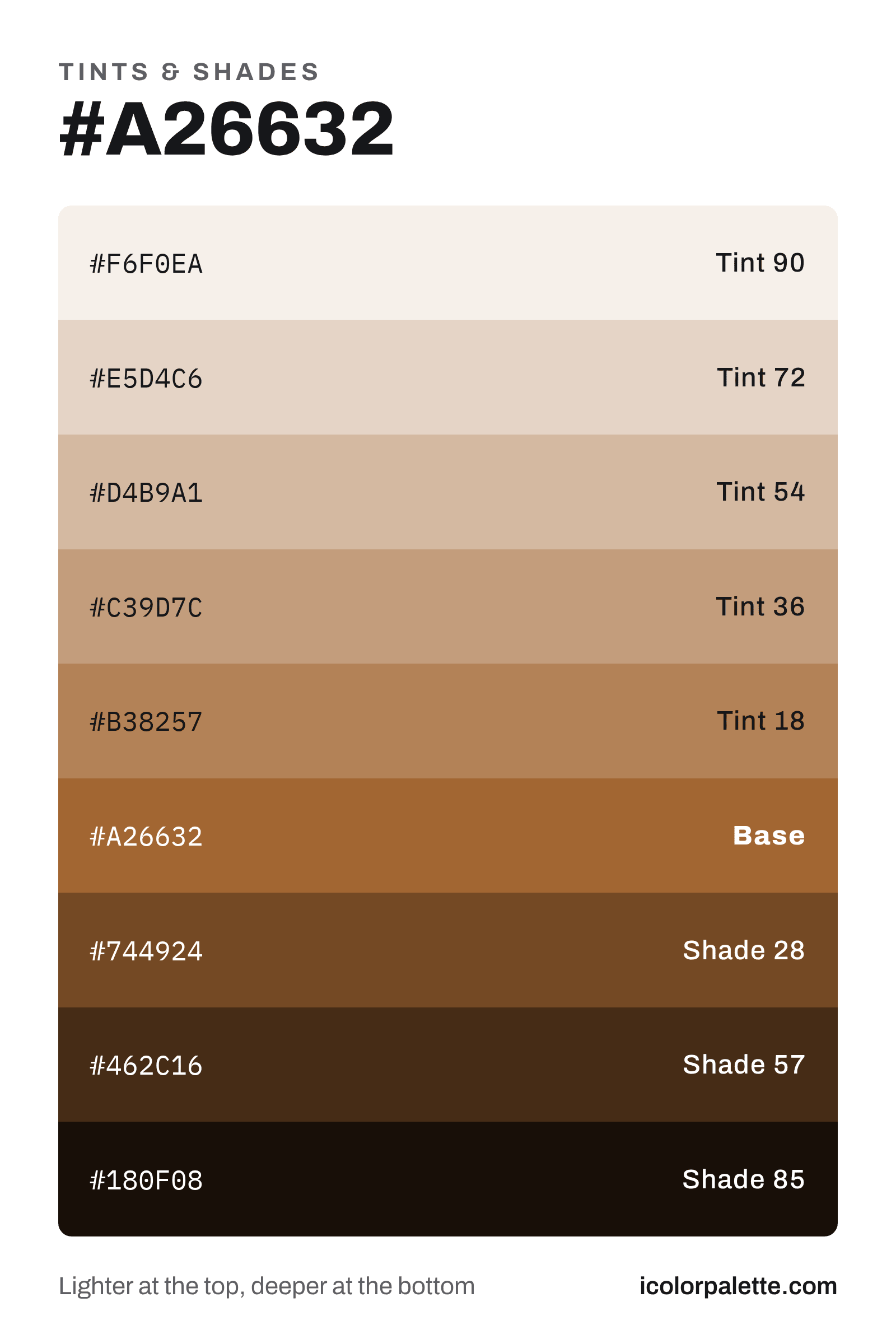 A26632 Hex Code (Hot Ginger Shade) — RGB, CMYK & HSL Color Values