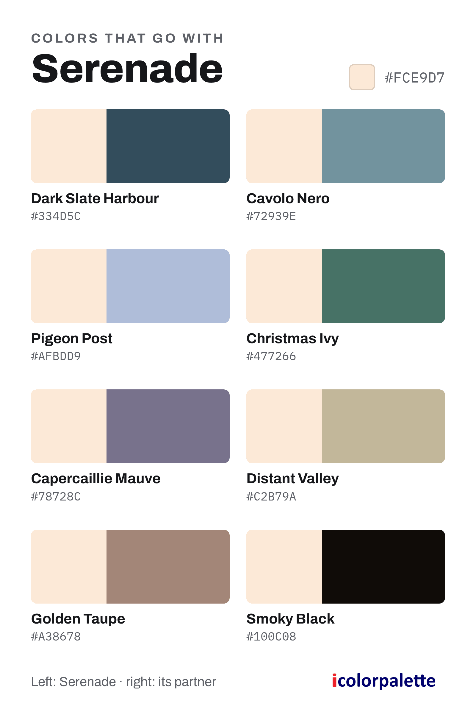 Serenade Color (#FCE9D7) — Hex, RGB & Palettes | iColorPalette