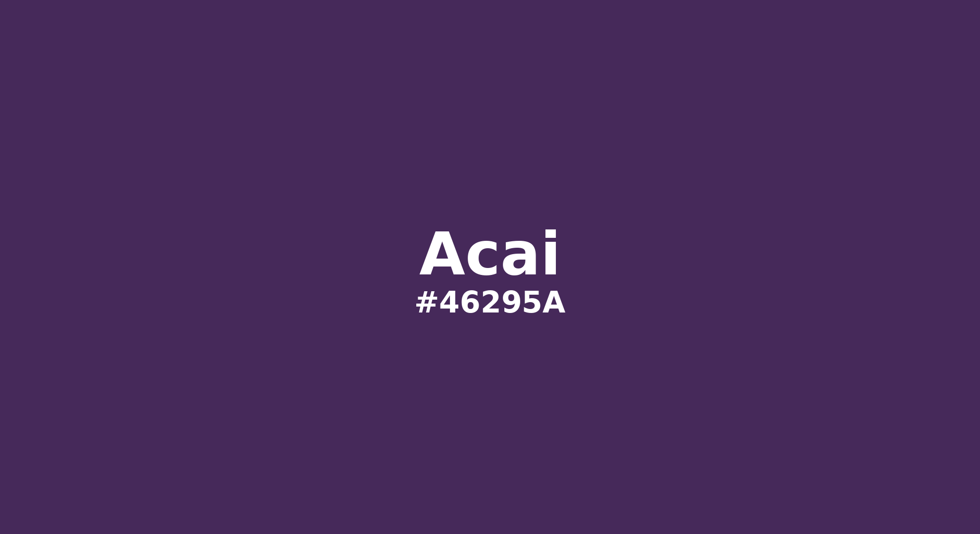 Discover the beautiful color name "Acai" for Pantone 19-3628 Tcx Acai Color | Hex color Code #46295a. Perfect color naming reference for designers and developers. #colorname #colortheory #design #46295a