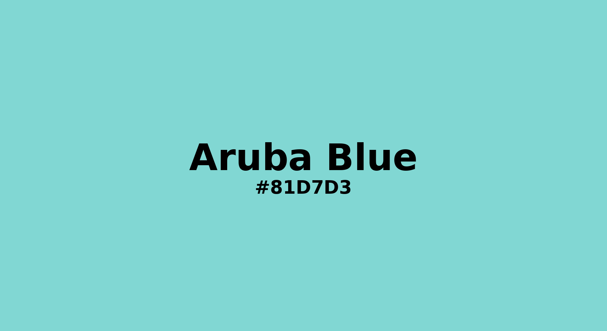 Discover the beautiful color name "Aruba Blue" for Pantone 13-5313 Tcx Aruba Blue Color | Hex color Code #81d7d3. Perfect color naming reference for designers and developers. #colorname #colortheory #design #81d7d3