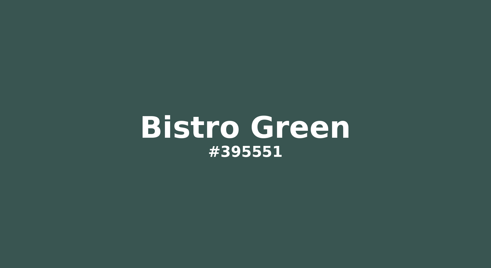 Discover the beautiful color name "Bistro Green" for Pantone 19-5408 Tcx Bistro Green Color | Hex color Code #395551. Perfect color naming reference for designers and developers. #colorname #colortheory #design #395551