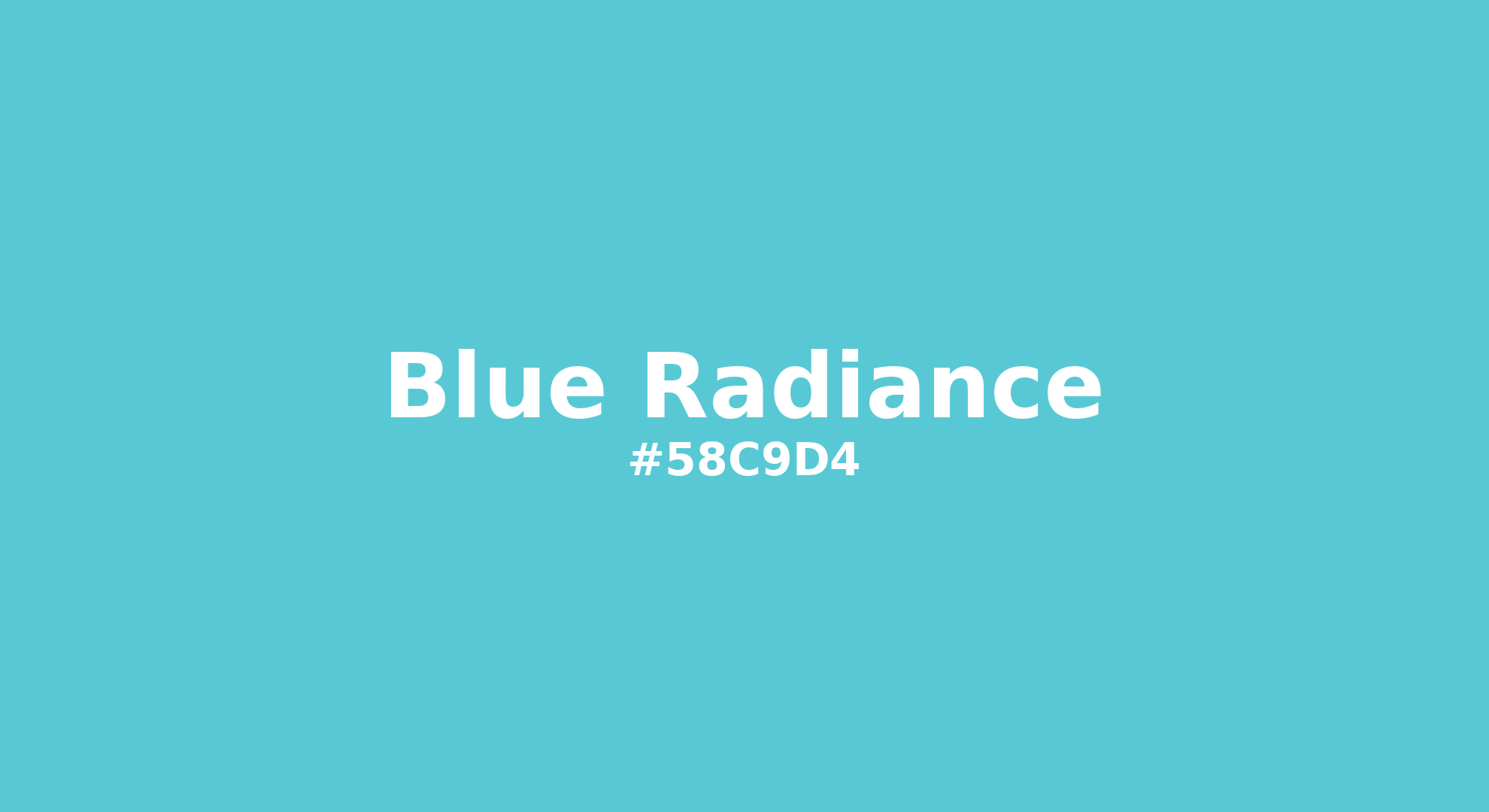 Discover the beautiful color name "Blue Radiance" for Pantone 14-4816 Tcx Blue Radiance Color | Hex color Code #58c9d4. Perfect color naming reference for designers and developers. #colorname #colortheory #design #58c9d4