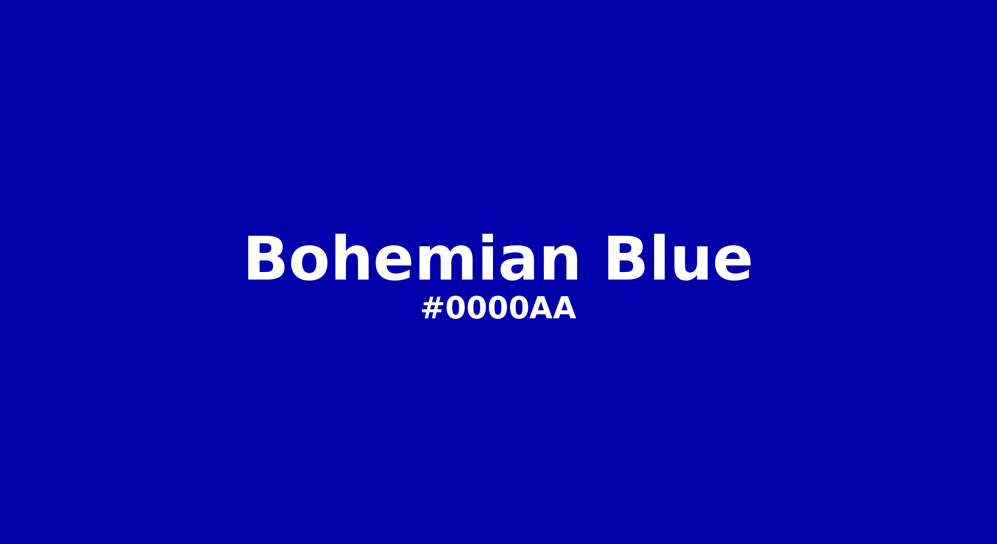Discover the beautiful color name "Bohemian Blue" for  Bohemian Blue Color | Hex 0000aa. Perfect color naming reference for designers and developers. #colorname #colortheory #design #0000aa