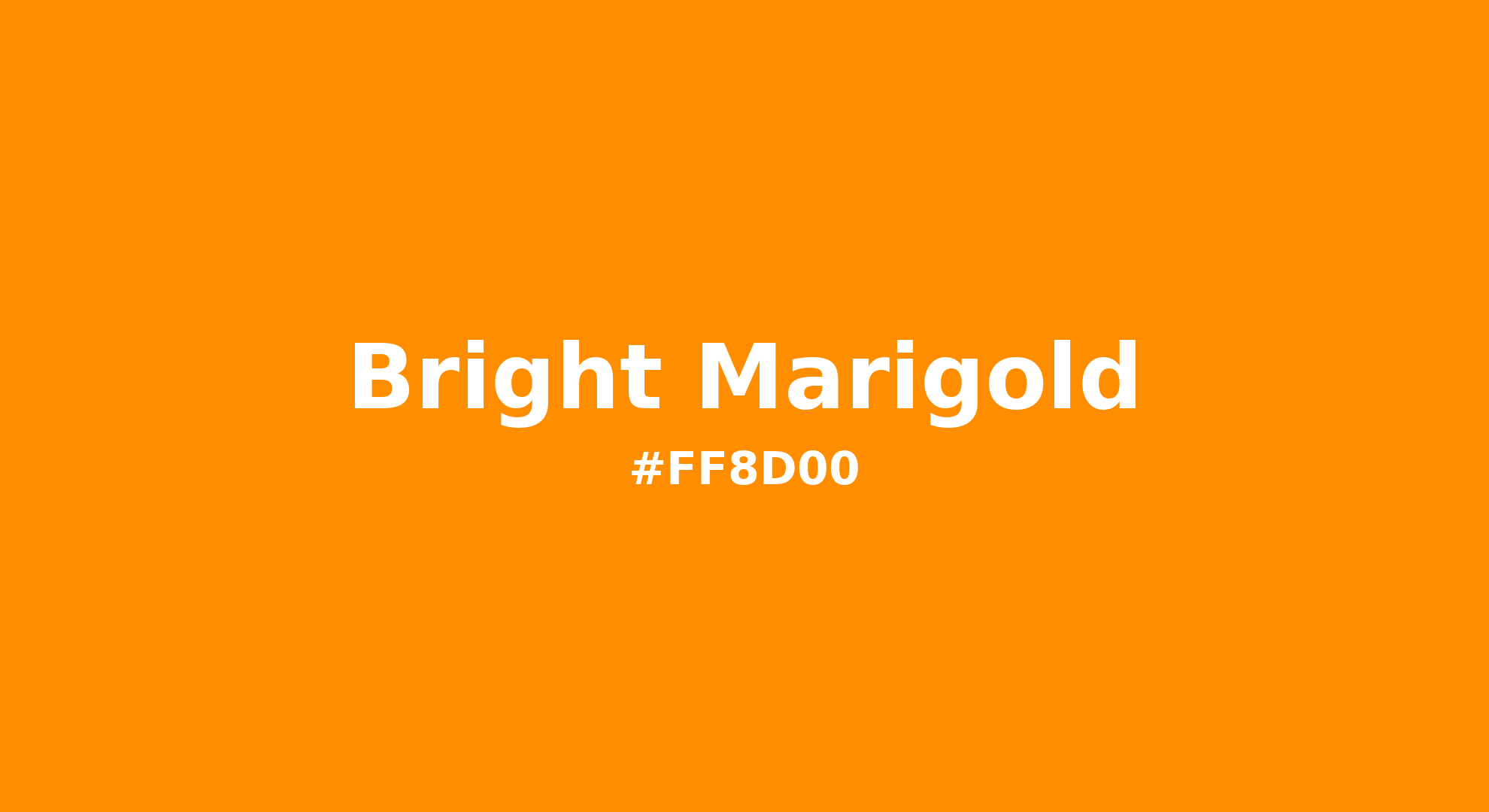 Discover the beautiful color name "Bright Marigold" for Pantone 15-1164 Tcx Bright Marigold Color | Hex color Code #ff8d00. Perfect color naming reference for designers and developers. #colorname #colortheory #design #ff8d00