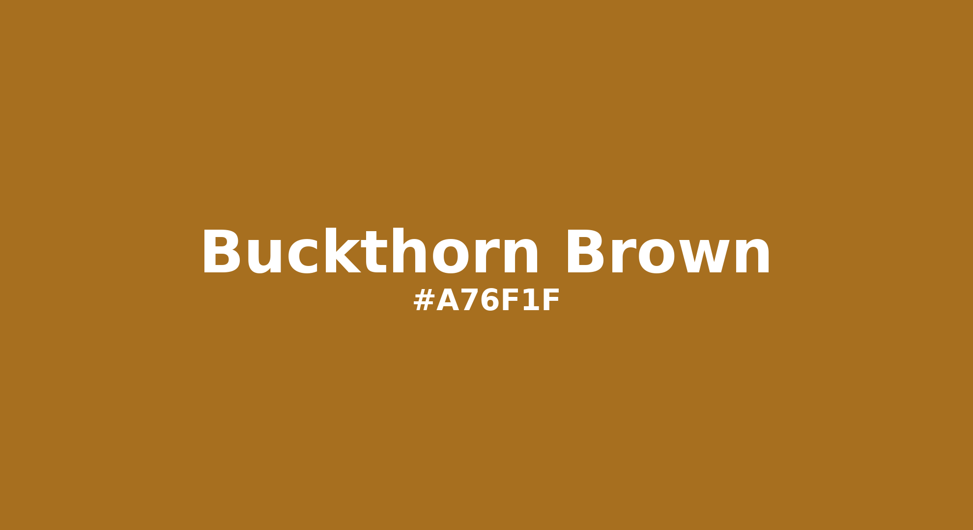 Discover the beautiful color name "Buckthorn Brown" for Pantone 18-0935 Tcx Buckthorn Brown Color | Hex color Code #a76f1f. Perfect color naming reference for designers and developers. #colorname #colortheory #design #a76f1f