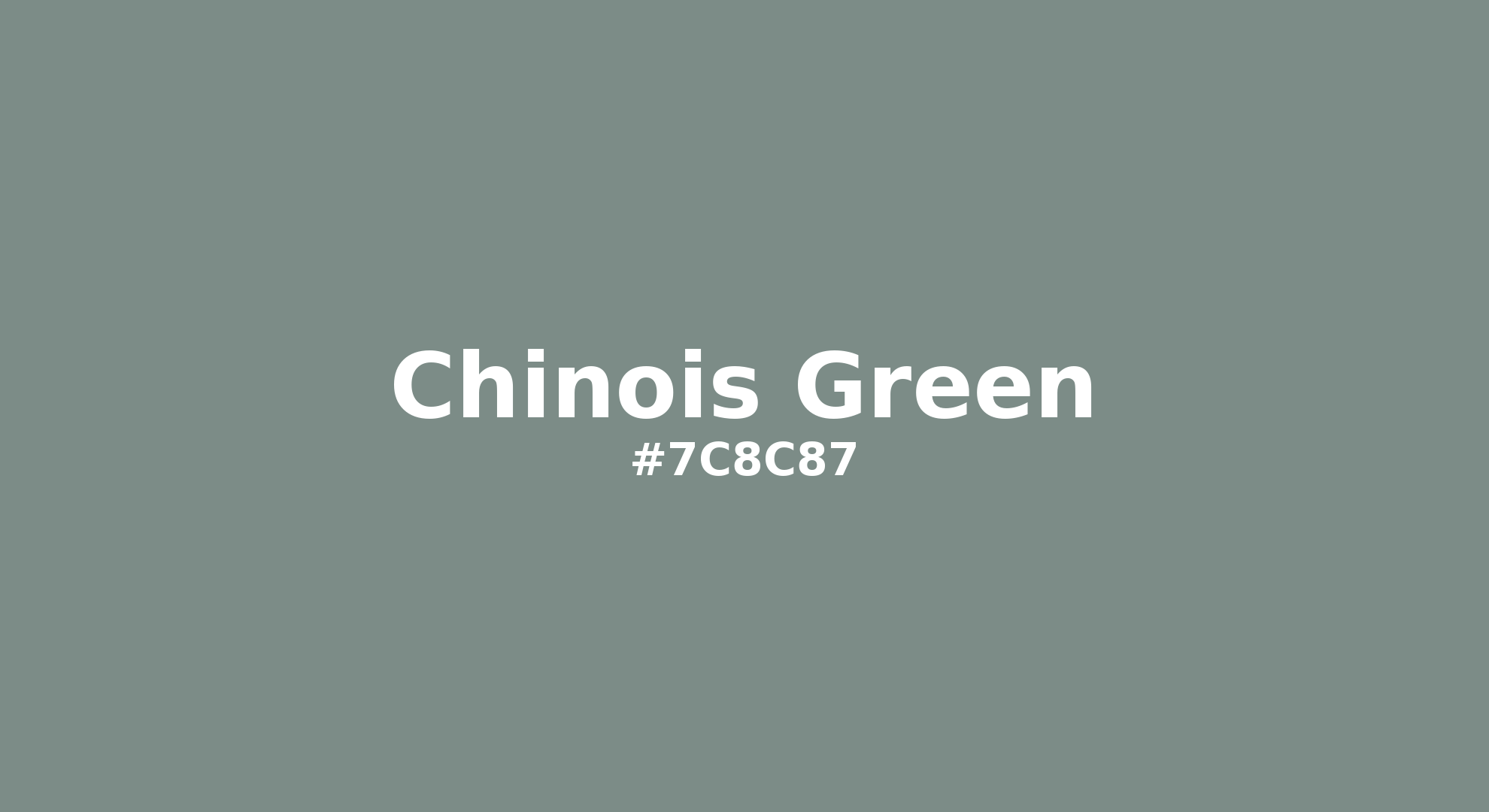 Discover the beautiful color name "Chinois Green" for Pantone 17-5107 Tcx Chinois Green Color | Hex color Code #7c8c87. Perfect color naming reference for designers and developers. #colorname #colortheory #design #7c8c87