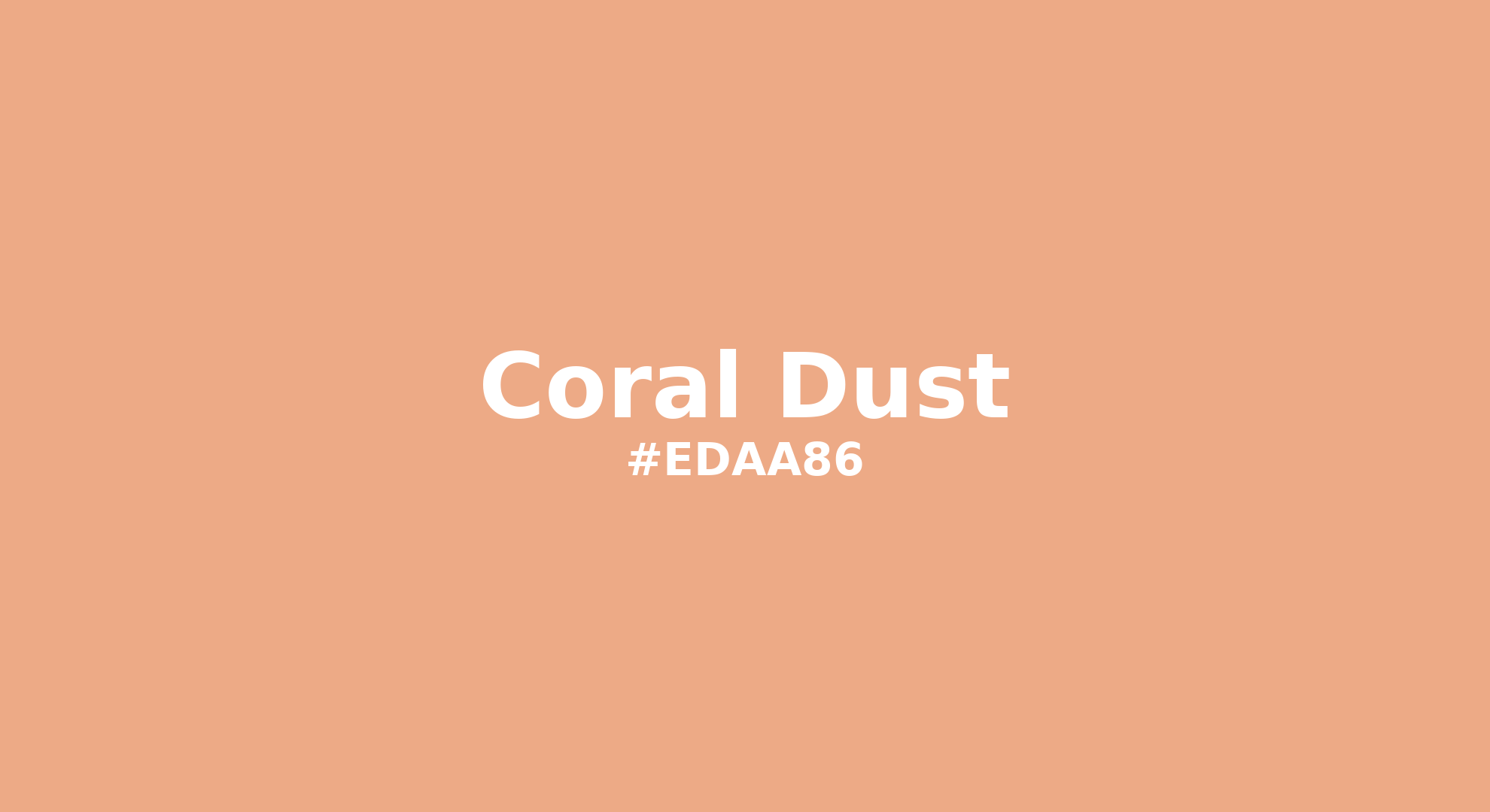Discover the beautiful color name "Coral Dust" for Pantone 14-1224 Tcx Coral Sands Color | Hex color Code #edaa86. Perfect color naming reference for designers and developers. #colorname #colortheory #design #edaa86