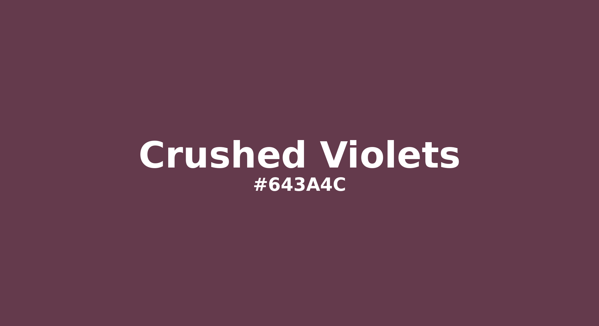 Discover the beautiful color name "Crushed Violets" for Pantone 19-2312 Tcx Crushed Violets Color | Hex color Code #643a4c. Perfect color naming reference for designers and developers. #colorname #colortheory #design #643a4c