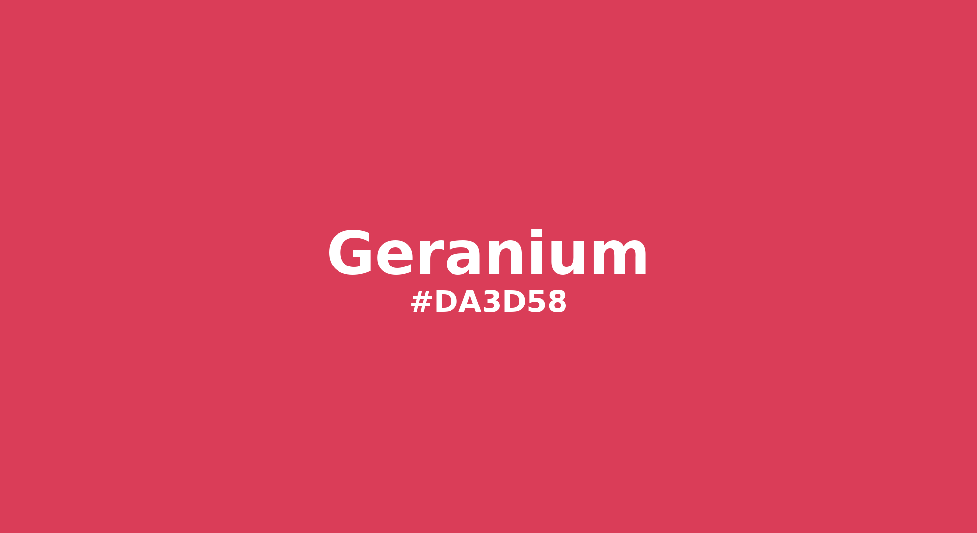 Discover the beautiful color name "Geranium" for Pantone 17-1753 Tcx Geranium Color | Hex color Code #da3d58. Perfect color naming reference for designers and developers. #colorname #colortheory #design #da3d58