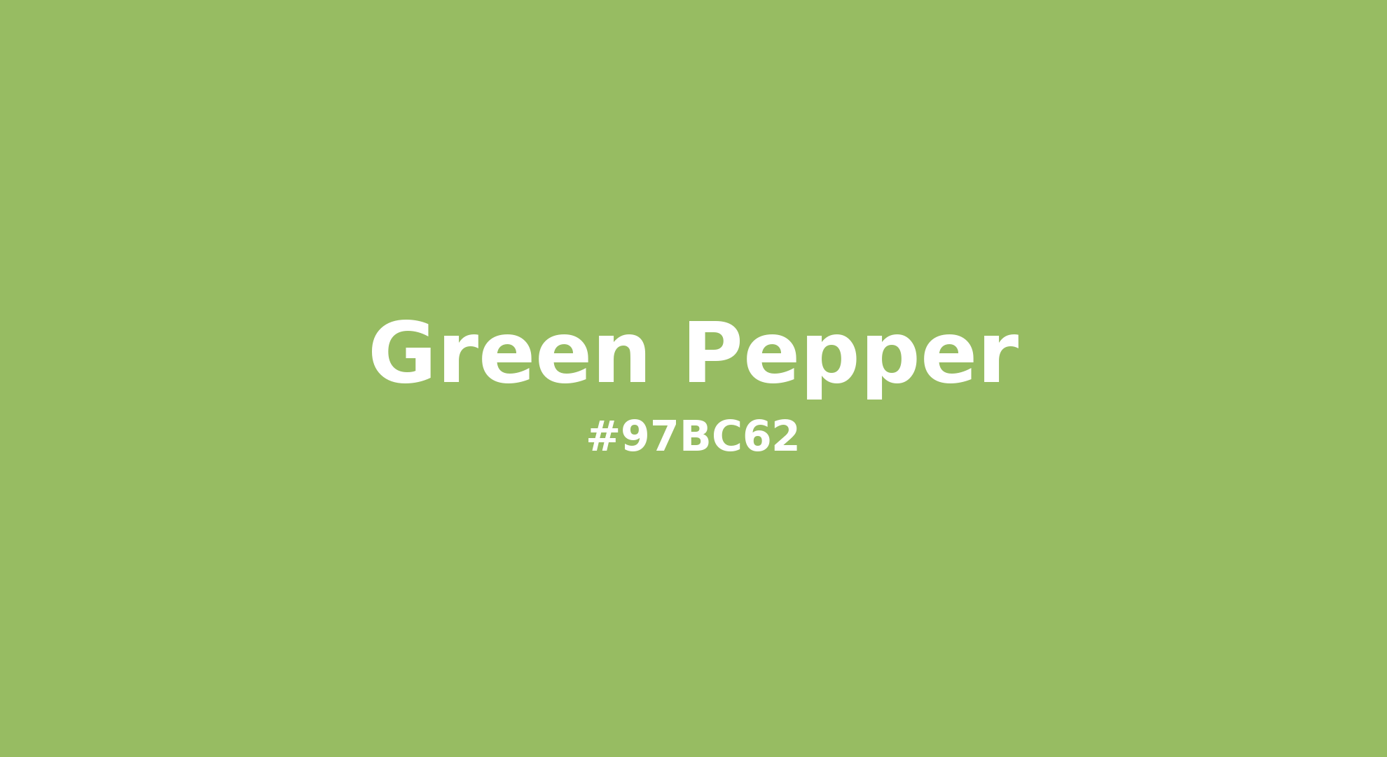 Discover the beautiful color name "Green Pepper" for Pantone 14-0244 Tcx Bright Lime Green Color | Hex color Code #97bc62. Perfect color naming reference for designers and developers. #colorname #colortheory #design #97bc62