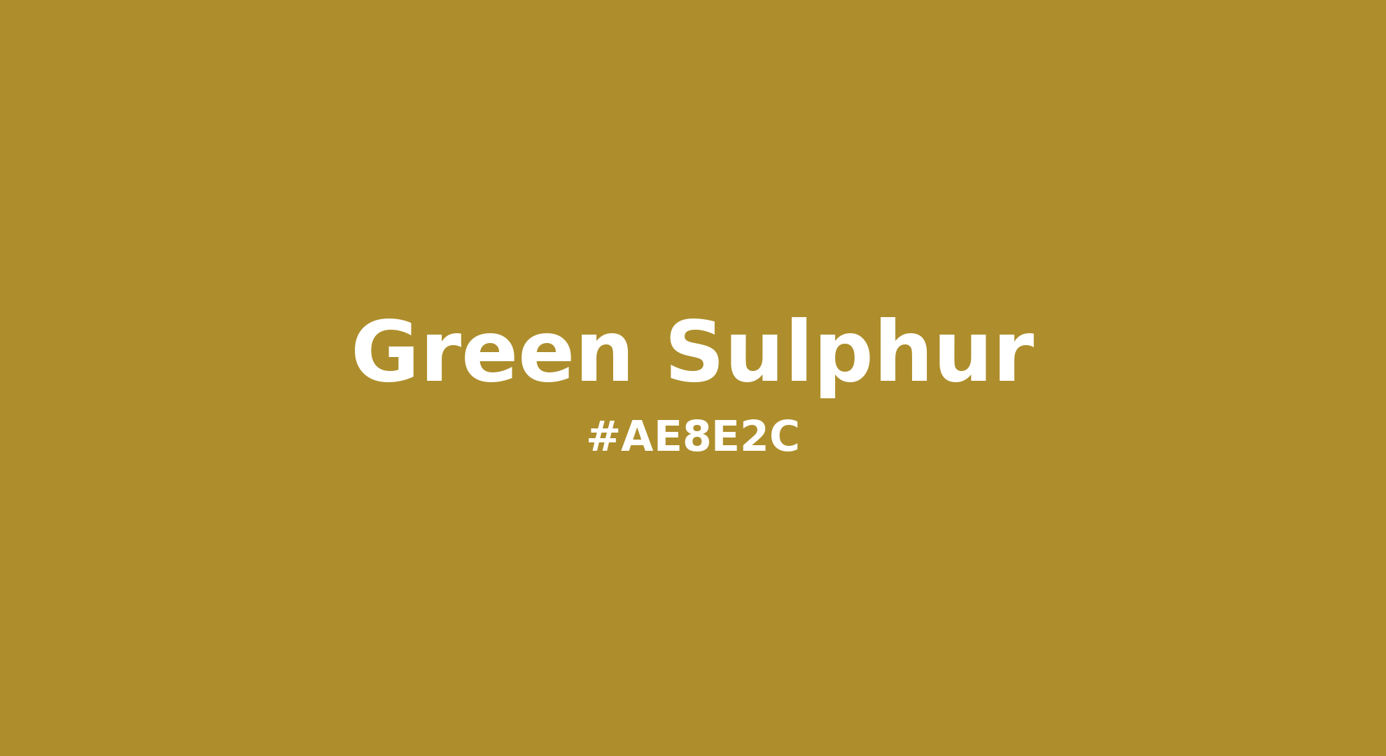 Discover the beautiful color name "Green Sulphur" for Pantone 16-0742 Tcx Green Sulphur Color | Hex color Code #ae8e2c. Perfect color naming reference for designers and developers. #colorname #colortheory #design #ae8e2c