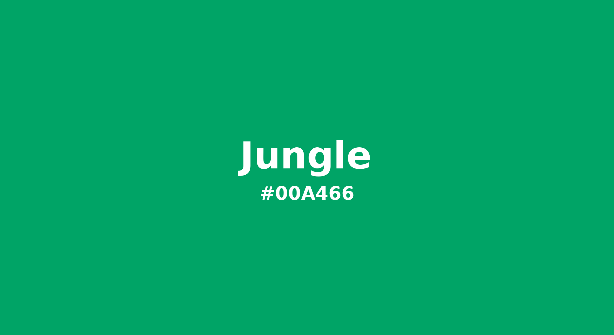 Discover the beautiful color name "Jungle" for Pantone 15-5534 Tpg Bright Green Color | Hex color Code #00a466. Perfect color naming reference for designers and developers. #colorname #colortheory #design #00a466