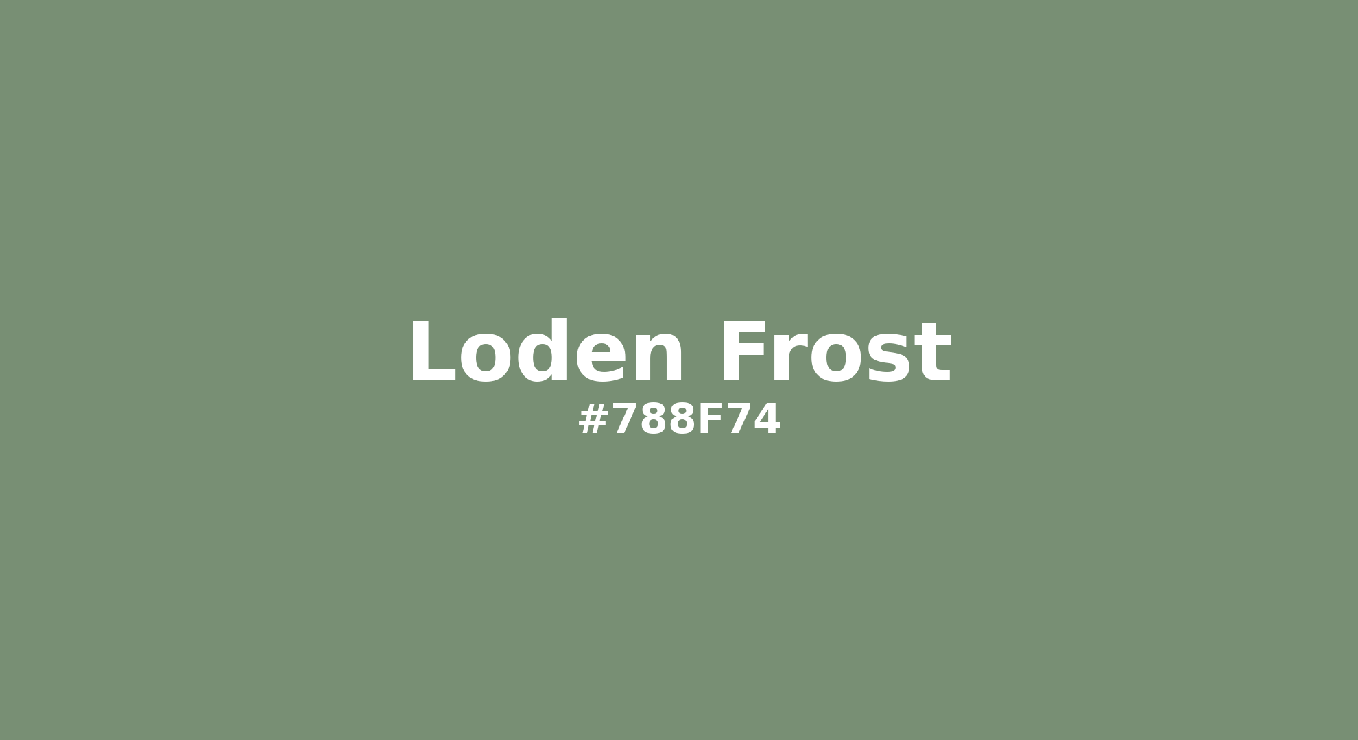 Discover the beautiful color name "Loden Frost" for Pantone 17-0210 Tcx Loden Frost Color | Hex color Code #788f74. Perfect color naming reference for designers and developers. #colorname #colortheory #design #788f74
