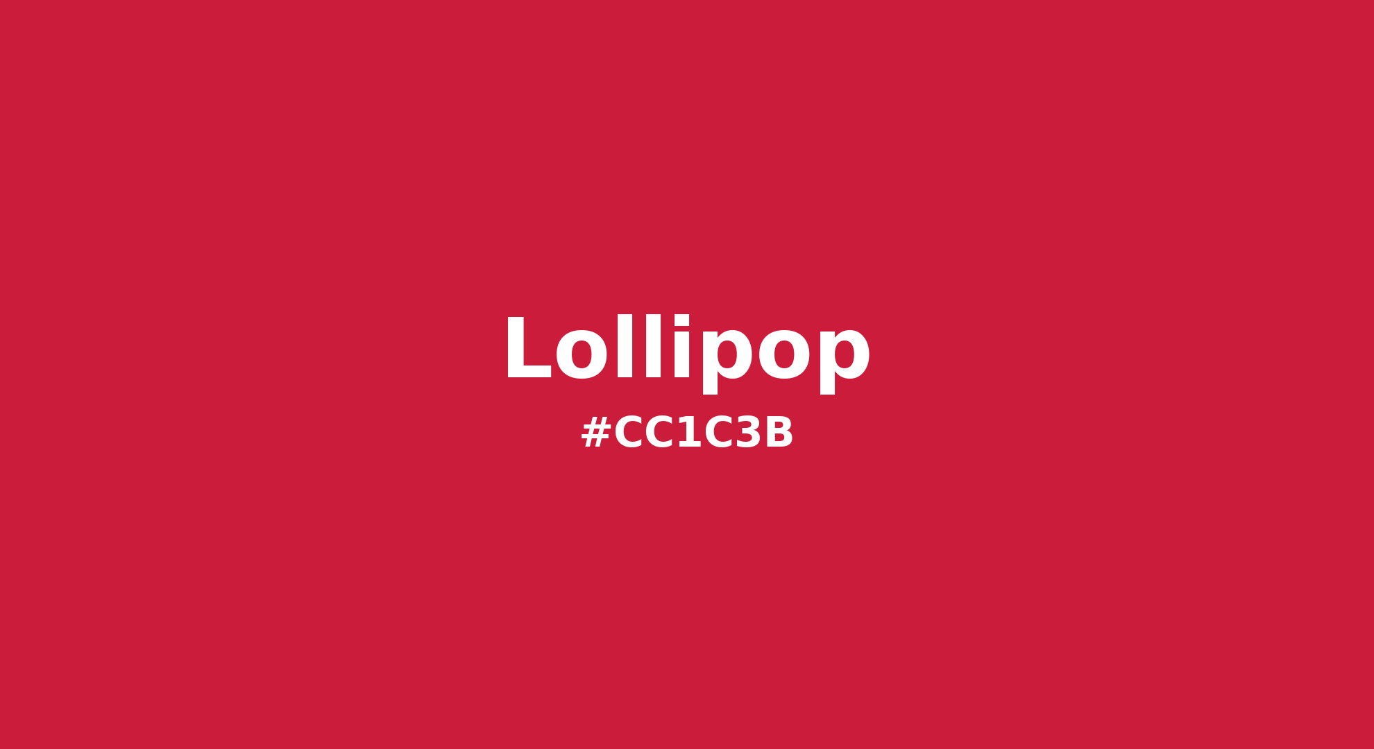 Discover the beautiful color name "Lollipop" for Pantone 18-1764 Tcx Lollipop Color | Hex color Code #cc1c3b. Perfect color naming reference for designers and developers. #colorname #colortheory #design #cc1c3b