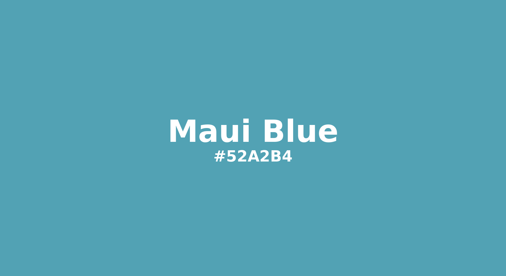 Discover the beautiful color name "Maui Blue" for Pantone 16-4525 Tcx Maui Blue Color | Hex color Code #52a2b4. Perfect color naming reference for designers and developers. #colorname #colortheory #design #52a2b4