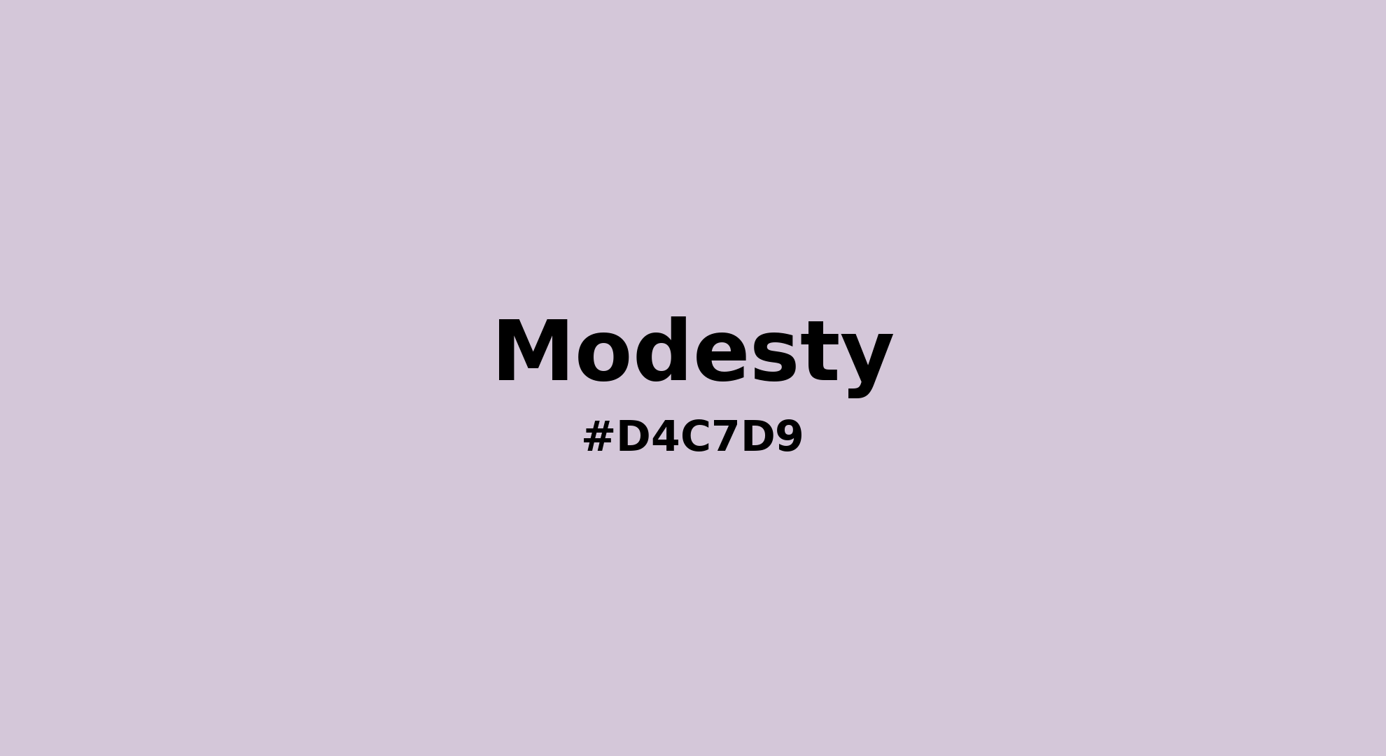 Discover the beautiful color name "Modesty" for Pantone 13-3820 Tpg Lavender Fog Color | Hex color Code #d4c7d9. Perfect color naming reference for designers and developers. #colorname #colortheory #design #d4c7d9