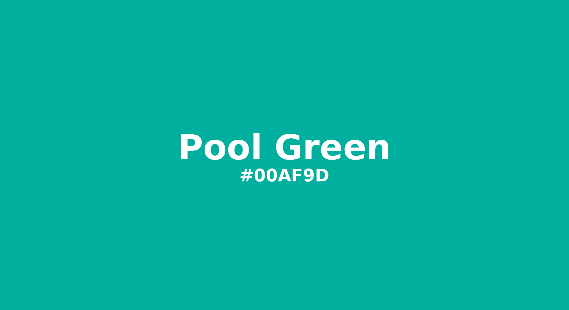 Discover the beautiful color name "Pool Green" for Pantone 16-5425 Tcx Pool Green Color | Hex color Code #00af9d. Perfect color naming reference for designers and developers. #colorname #colortheory #design #00af9d