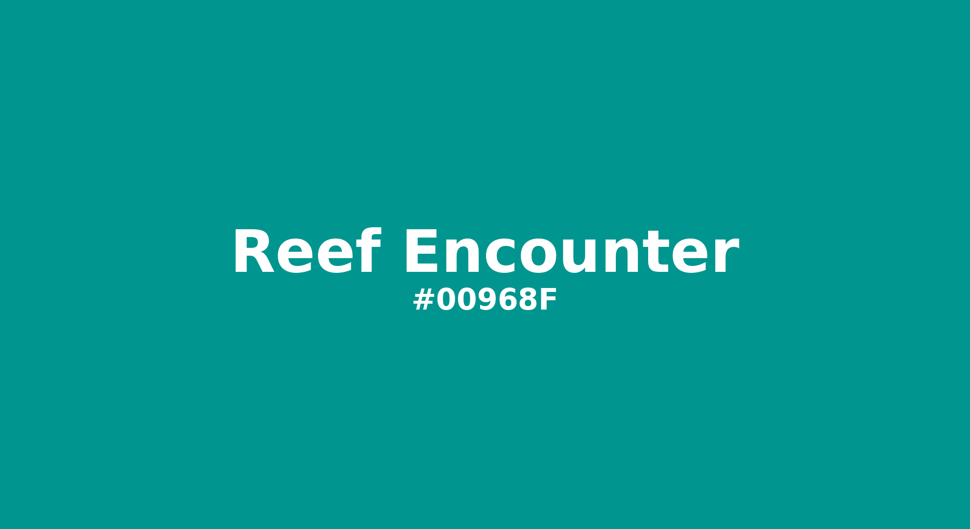 Discover the beautiful color name "Reef Encounter" for Pantone 7716 C Color | Hex color Code #00968f. Perfect color naming reference for designers and developers. #colorname #colortheory #design #00968f