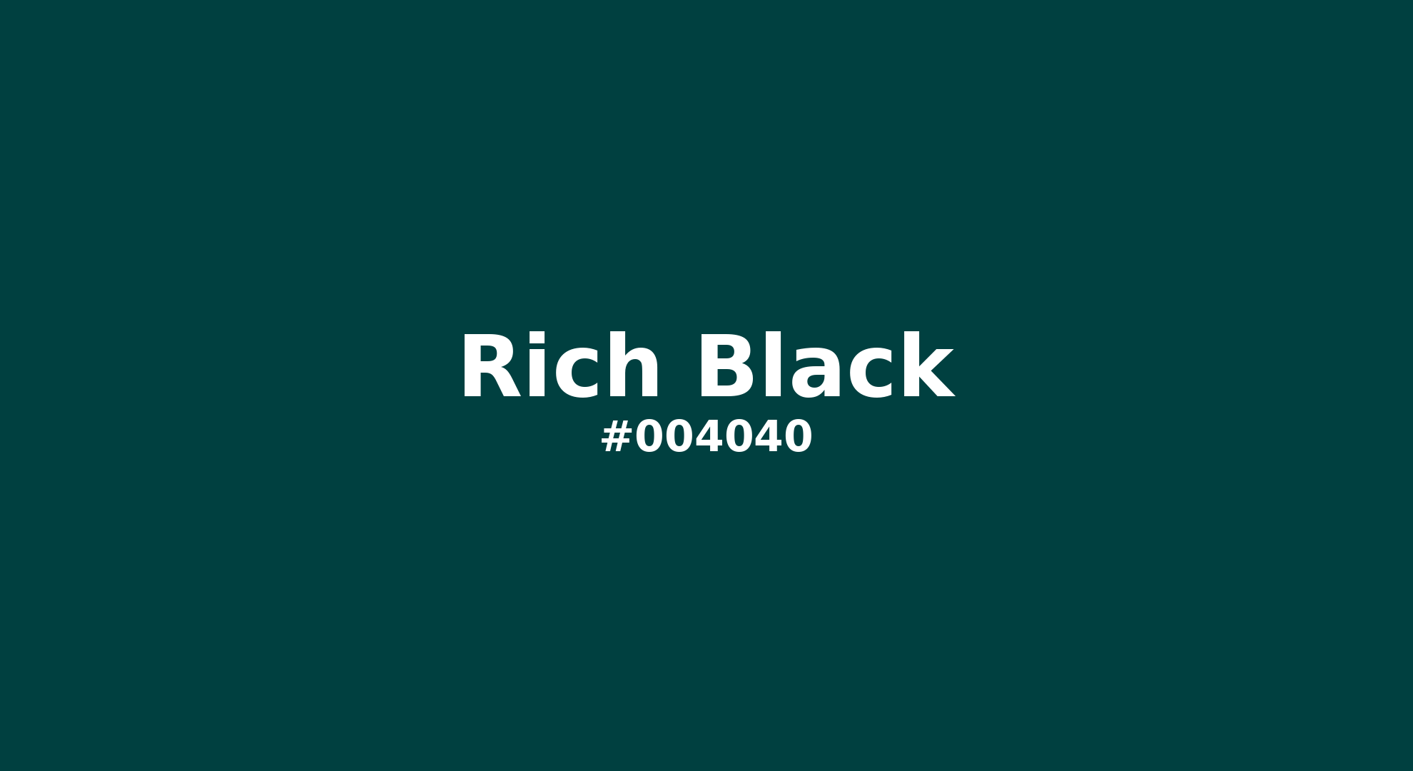 Discover the beautiful color name "Rich Black" for  Rich Black Color | Hex 004040. Perfect color naming reference for designers and developers. #colorname #colortheory #design #004040