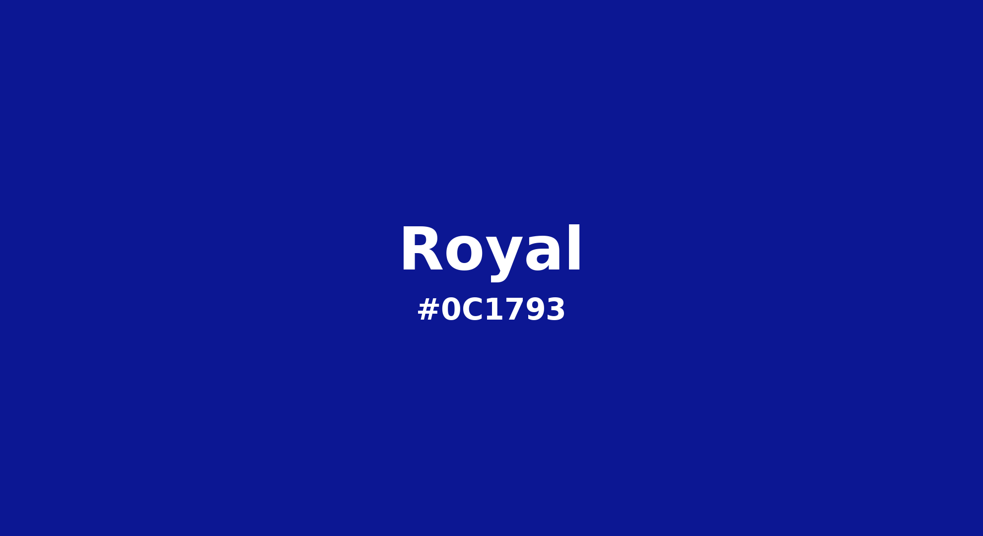 Discover the beautiful color name "Royal" for  Royal Color | Hex 0c1793. Perfect color naming reference for designers and developers. #colorname #colortheory #design #0c1793