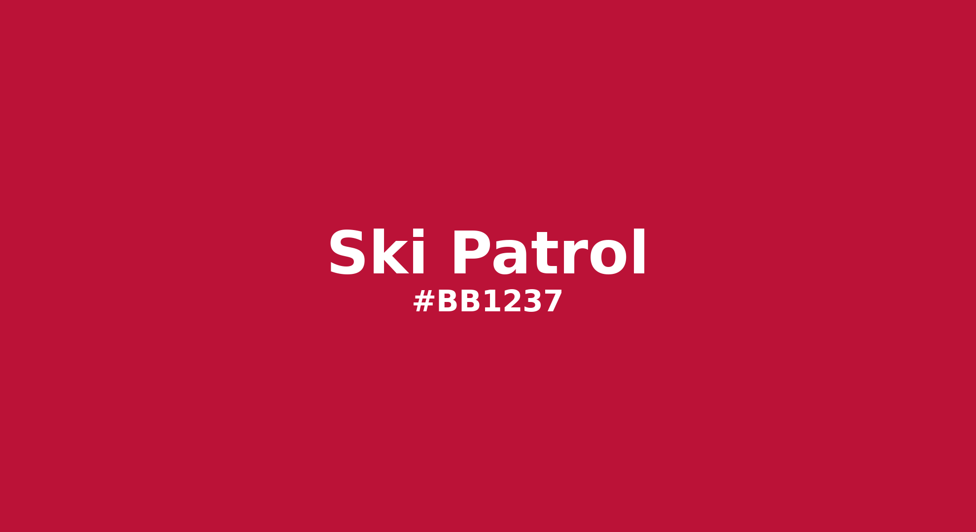Discover the beautiful color name "Ski Patrol" for Pantone 18-1761 Tcx Ski Patrol Color | Hex color Code #bb1237. Perfect color naming reference for designers and developers. #colorname #colortheory #design #bb1237