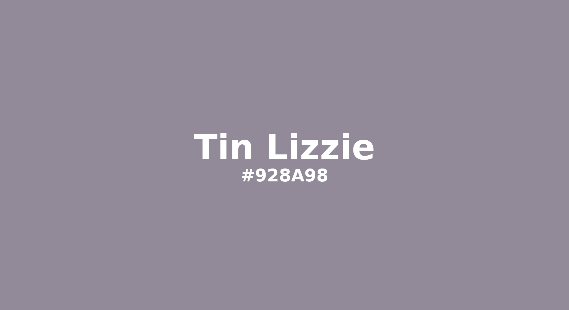 Discover the beautiful color name "Tin Lizzie" for  Tin Lizzie Color | Hex 928a98. Perfect color naming reference for designers and developers. #colorname #colortheory #design #928a98