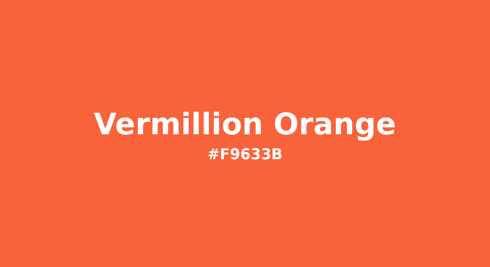 Discover the beautiful color name "Vermillion Orange" for Pantone 16-1362 Tcx Vermillion Orange Color | Hex color Code #f9633b. Perfect color naming reference for designers and developers. #colorname #colortheory #design #f9633b