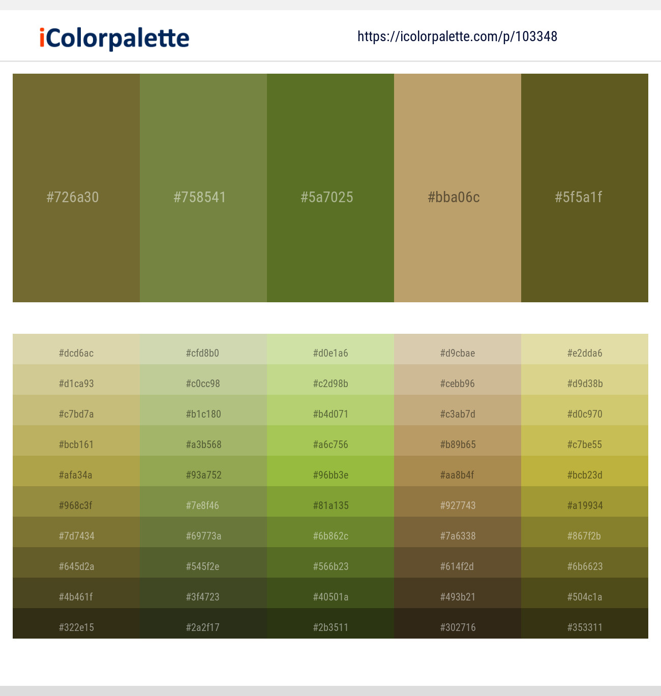 Pesto – Sycamore – Fern Frond – Teak – Himalaya Color scheme