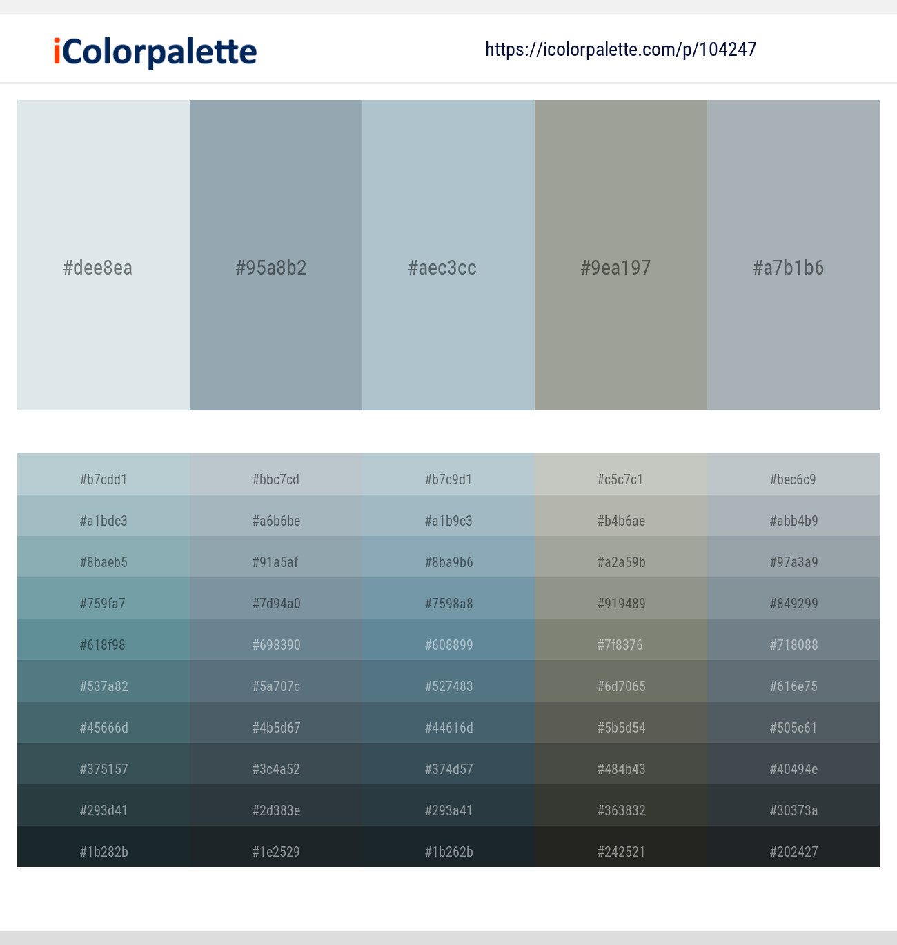 Mystic – Gull Gray – Heather – Lemon Grass – Hit Gray Color scheme