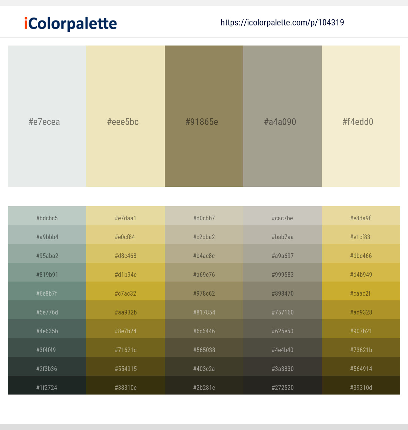 Black Haze – Fall Green – Clay Creek – Gray Olive – Wheatfield Color scheme