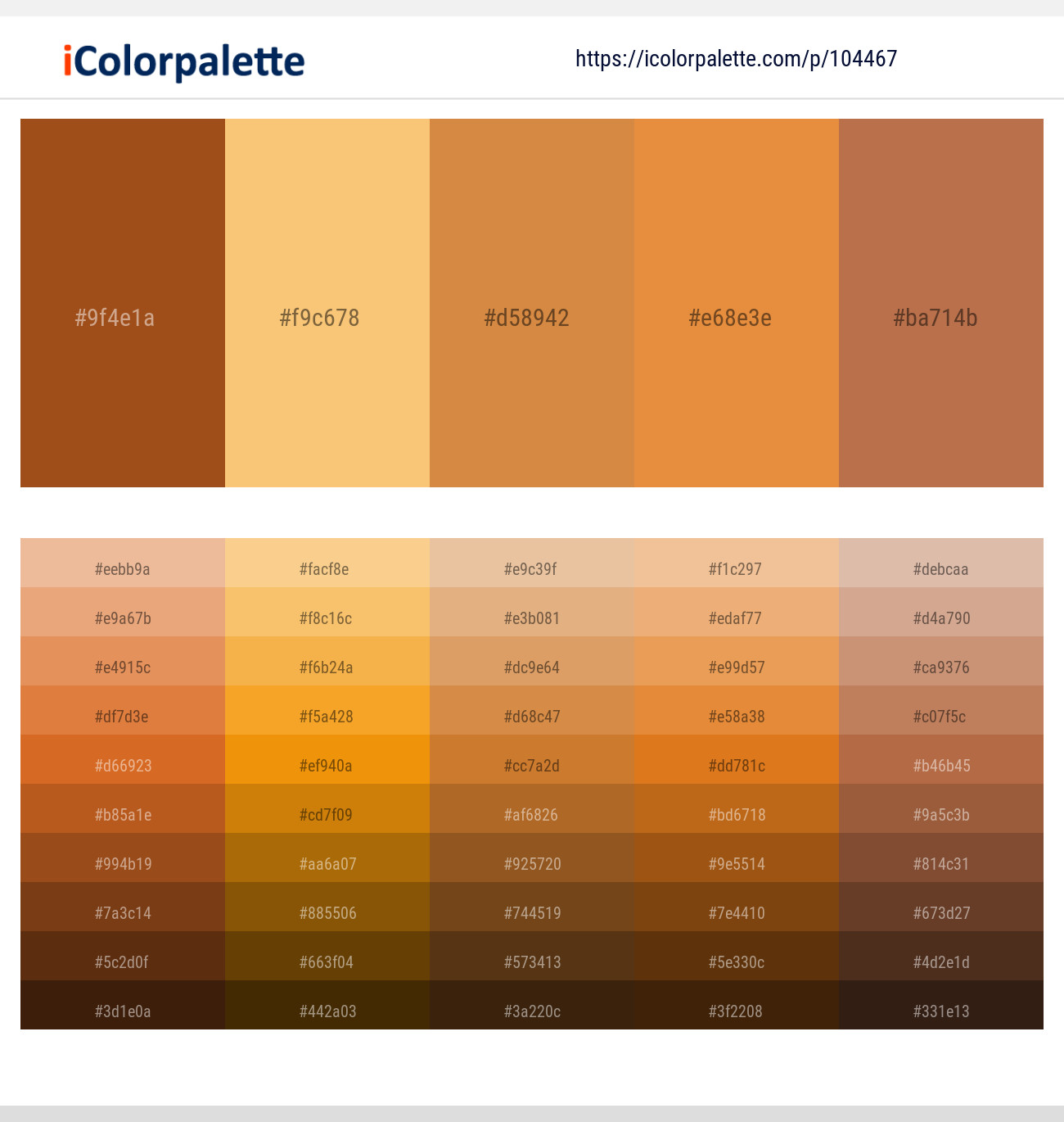 Hawaiian Tan – Rajah – Raw Sienna – Jaffa – Santa Fe Color scheme